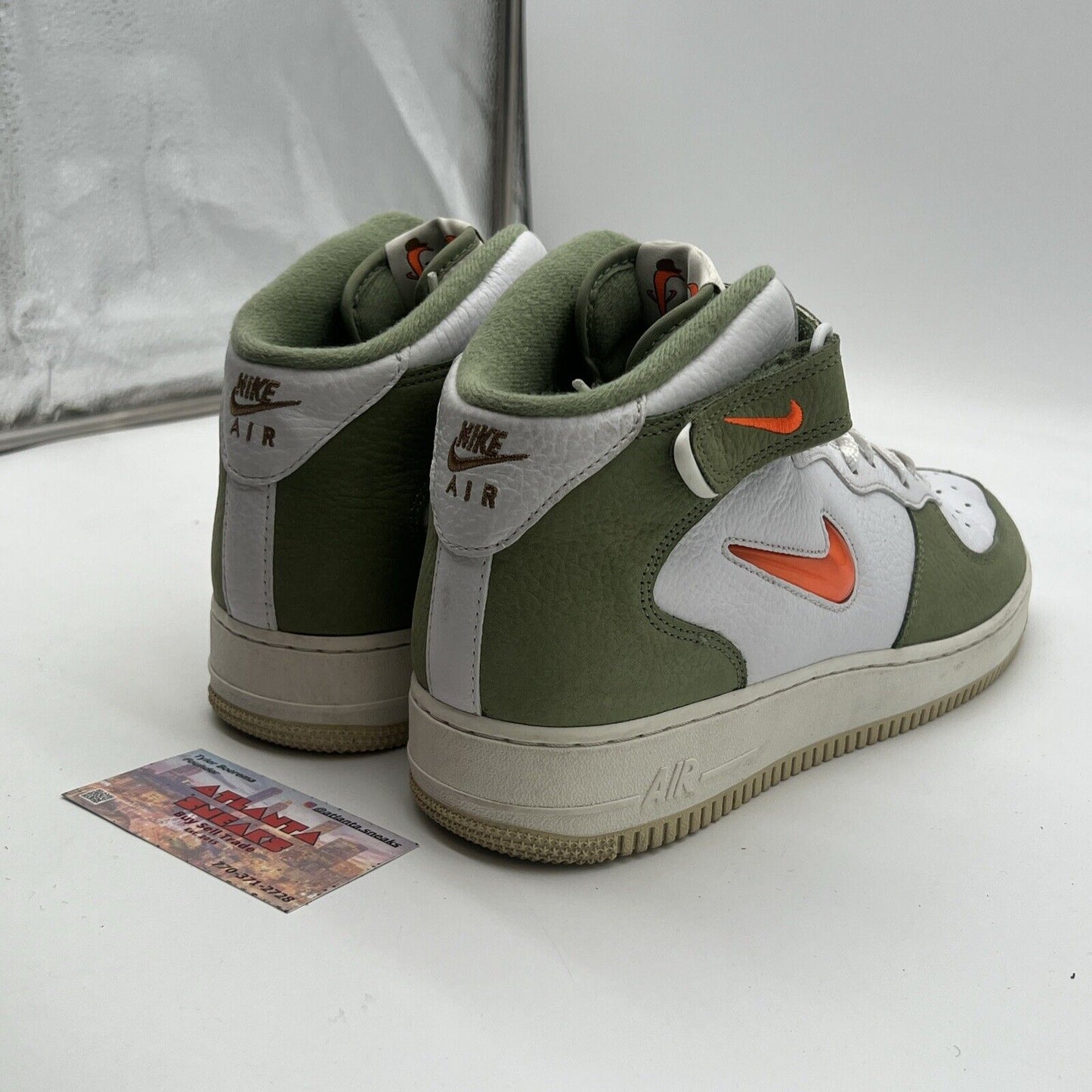 Size 11.5 - Nike Air Force 1 QS Mid Oil Green Orange (DQ3505-100)