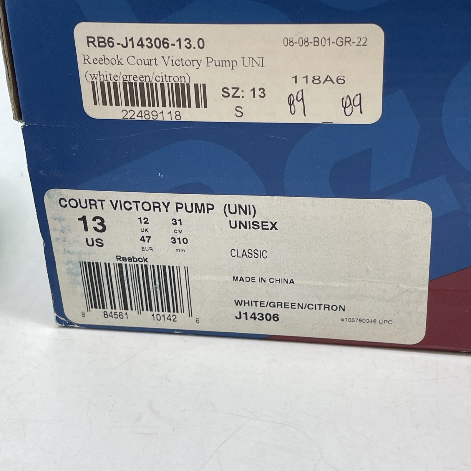 Size 13 - Reebok Court Victory Pump x Michael Chang White 2013 (J14306)