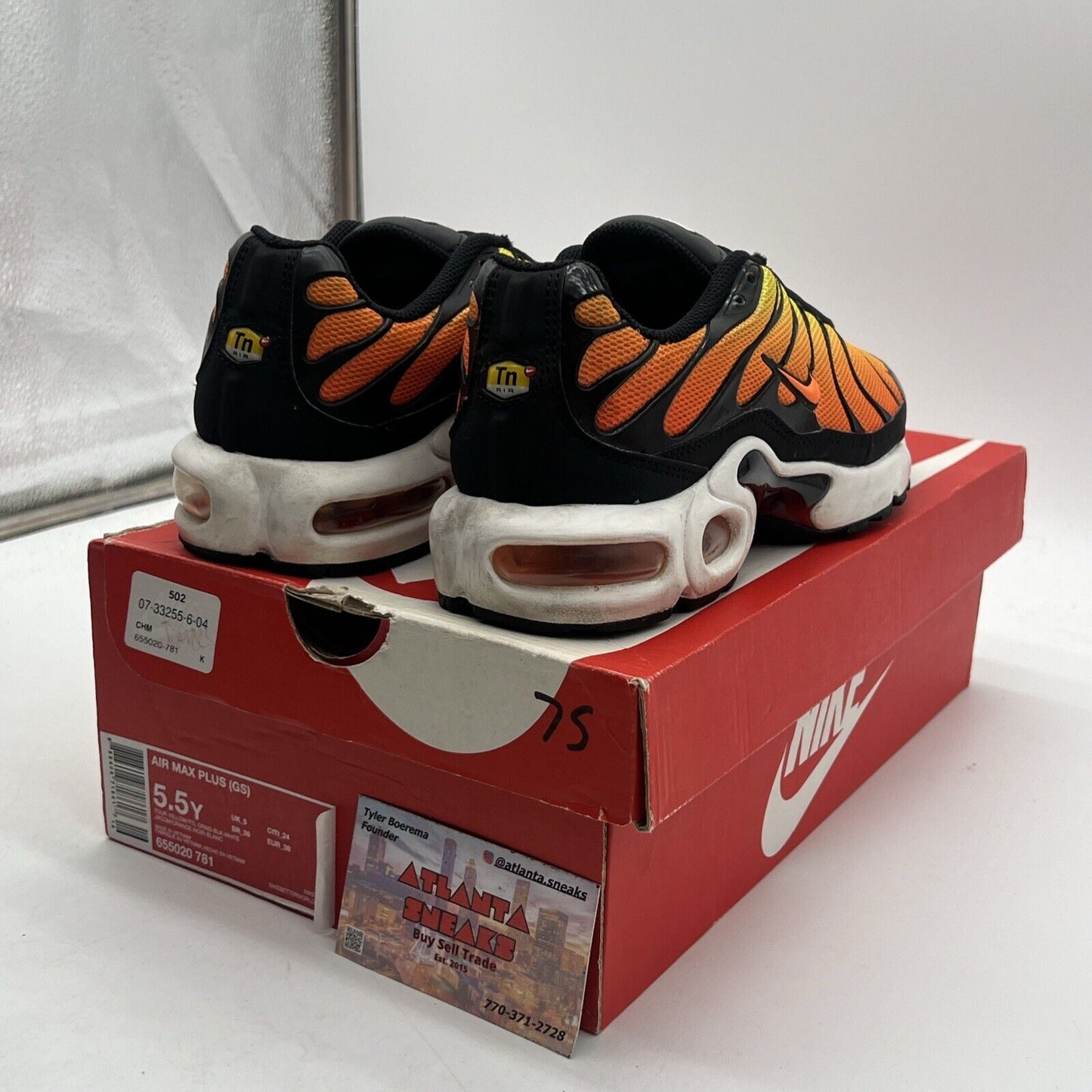 Size 5.5Y - Nike Air Max Plus Sunset (655020-781) Yellow Orange Black