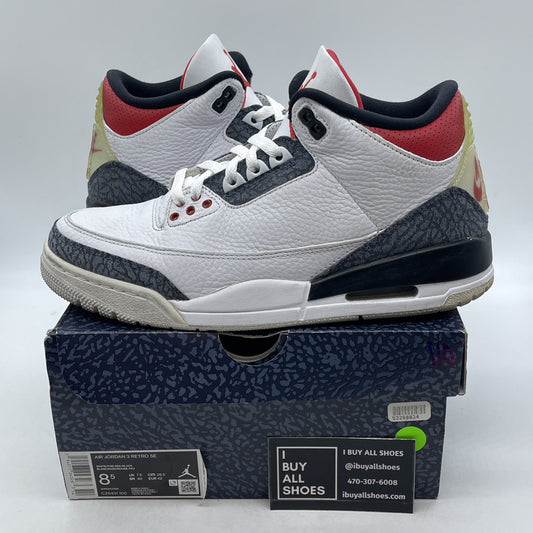 Size 8.5 - Air Jordan 3 Retro Denim SE Fire Red 2020 (CZ6431-100)
