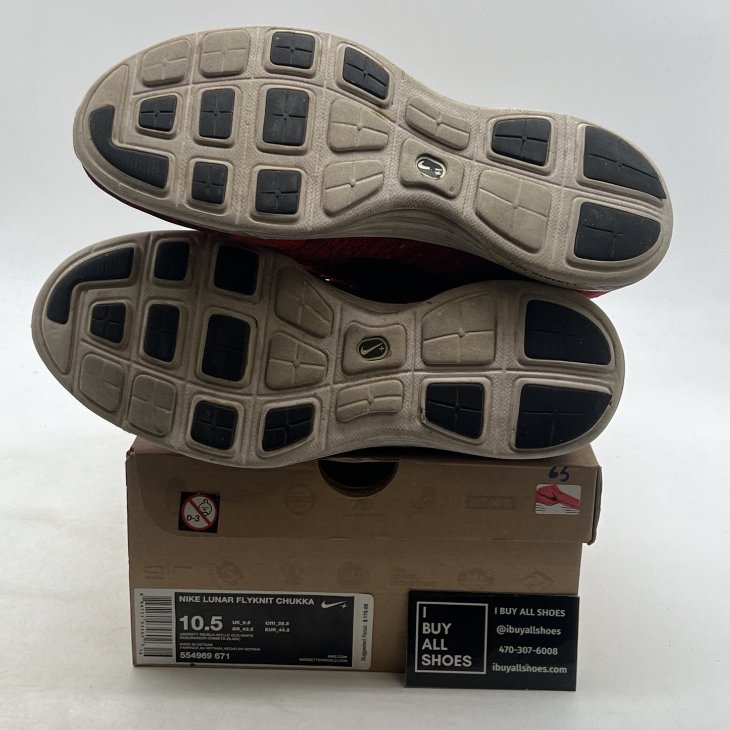 Size 10.5 - Nike Lunar Flyknit Chukka University Red (554969-671)
