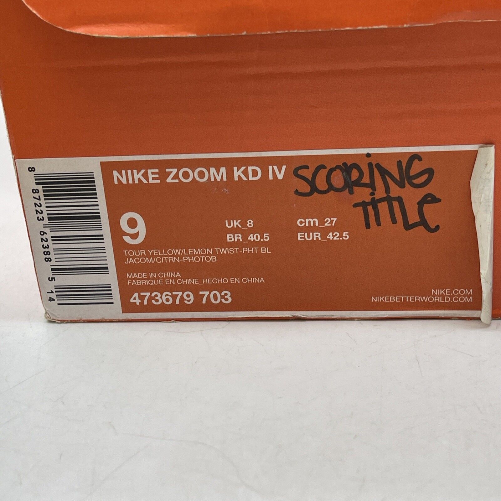 Size 9 - Nike Zoom KD 4 2012 Scoring Title Blue Yellow Leather (473679-703)