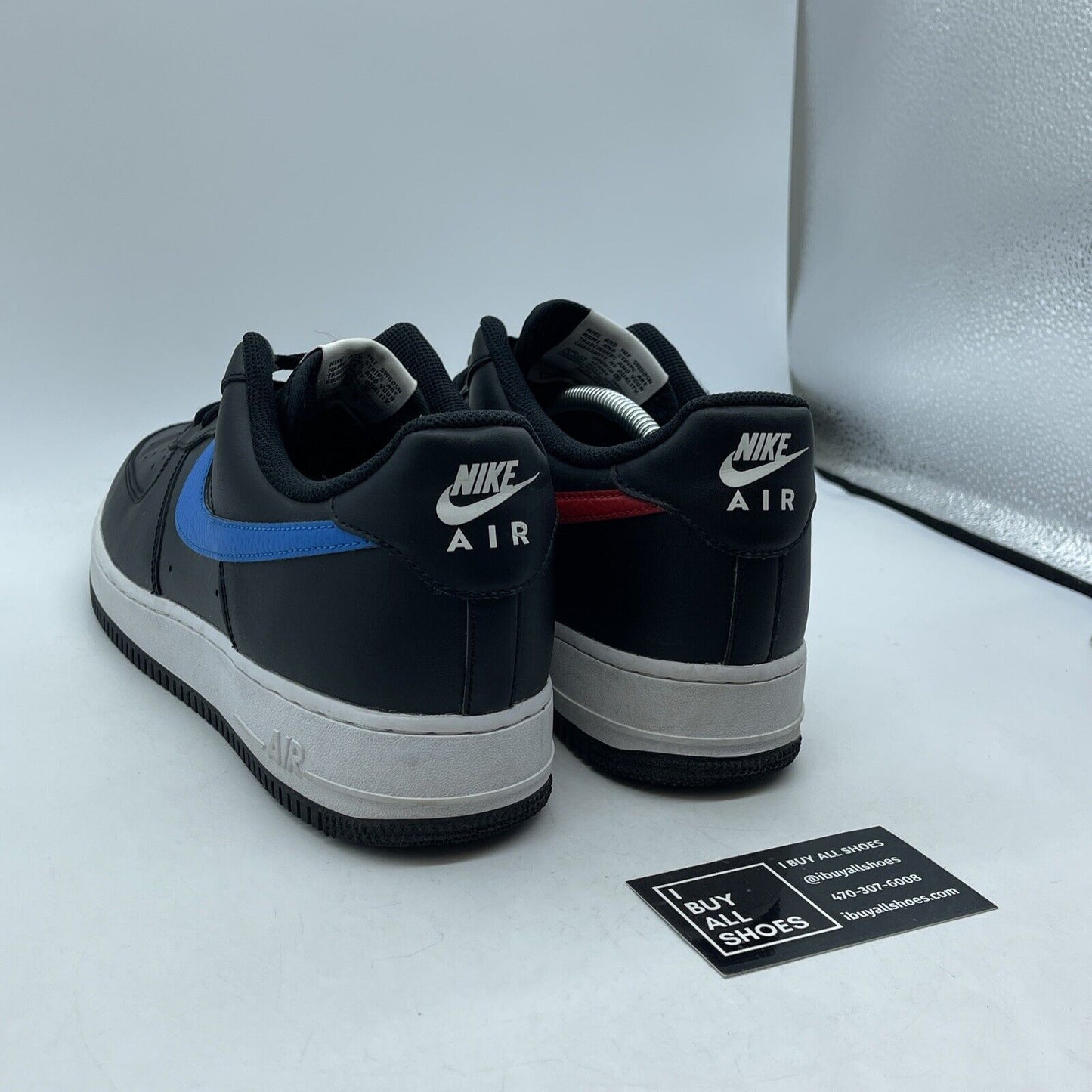 Size 11 - Nike Air Force 1 '07 Mismatch Swooshes - Black Red Blue (CT2816-001)