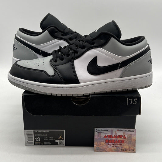 Size 13 - Jordan 1 Low Shadow Toe Black White Grey Leather (553558-052)