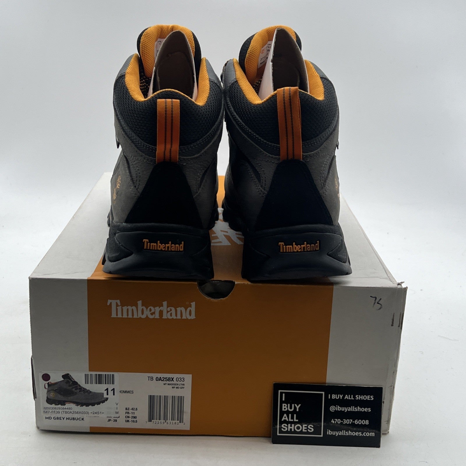 Size 11 - Timberland Mt Maddsen Waterproof Mid Hiker Boot Grey (TB0A258X 033)
