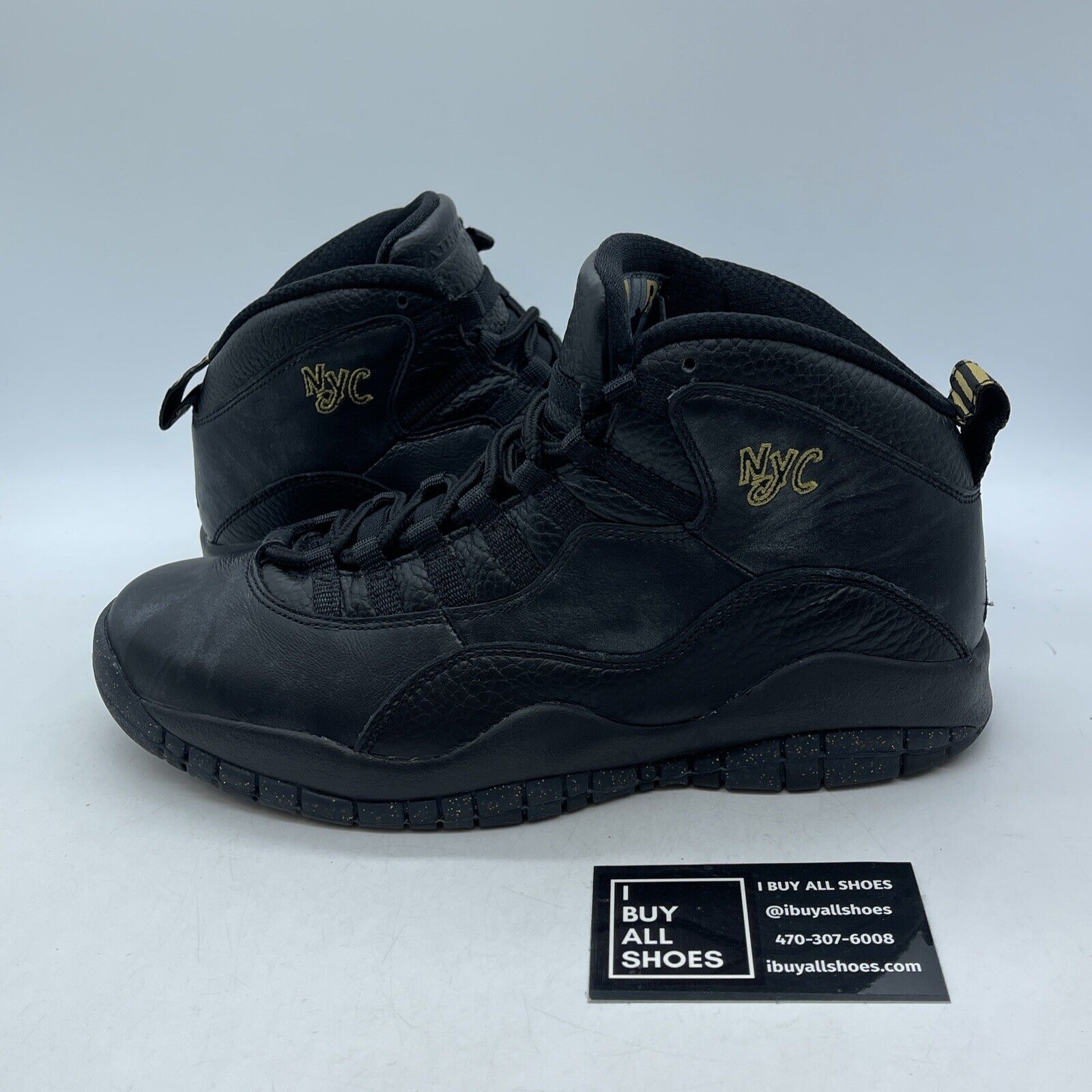 Size 9 - Air Jordan 10 Retro NYC Black Gold Leather Suede (310805-012)
