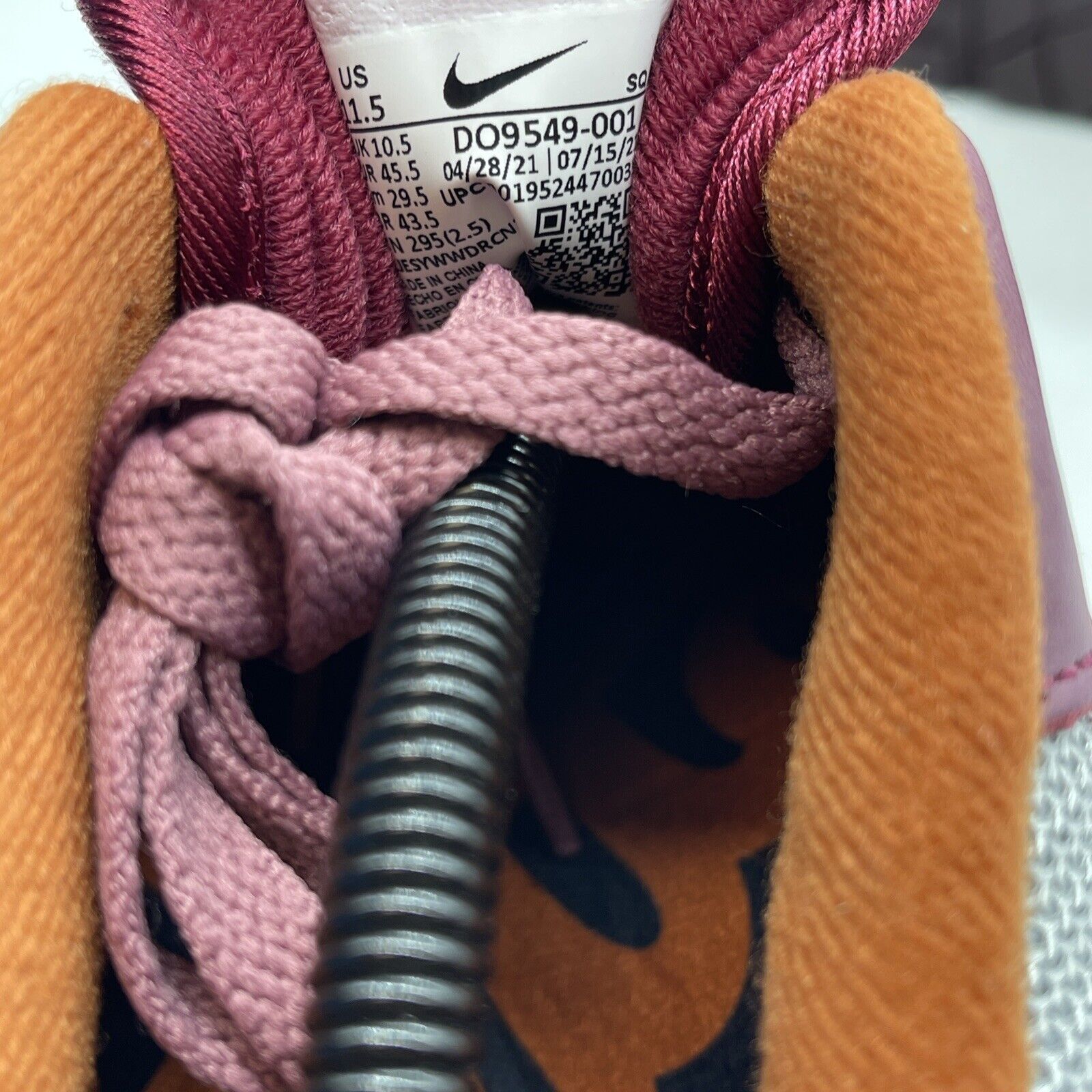 Size 11.5 - Nike Patta x Air Max 1 Rush Maroon Burgundy Grey Orange (DO9549-001)