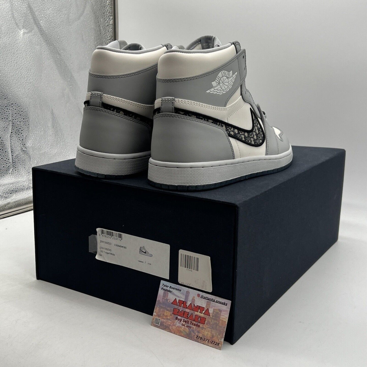 Size 10 - Jordan 1 x Dior High Gray White Leather Black Icey (CN8607-002)