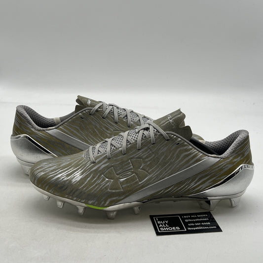 Size 14 - Under Armour UA Spotlight Silver Football Cleats Spikes (1280533-210)