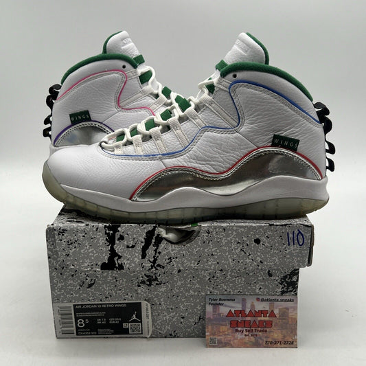 Size 8.5 - Air Jordan 10 Retro Wings White Green Leather (CK4352-103)