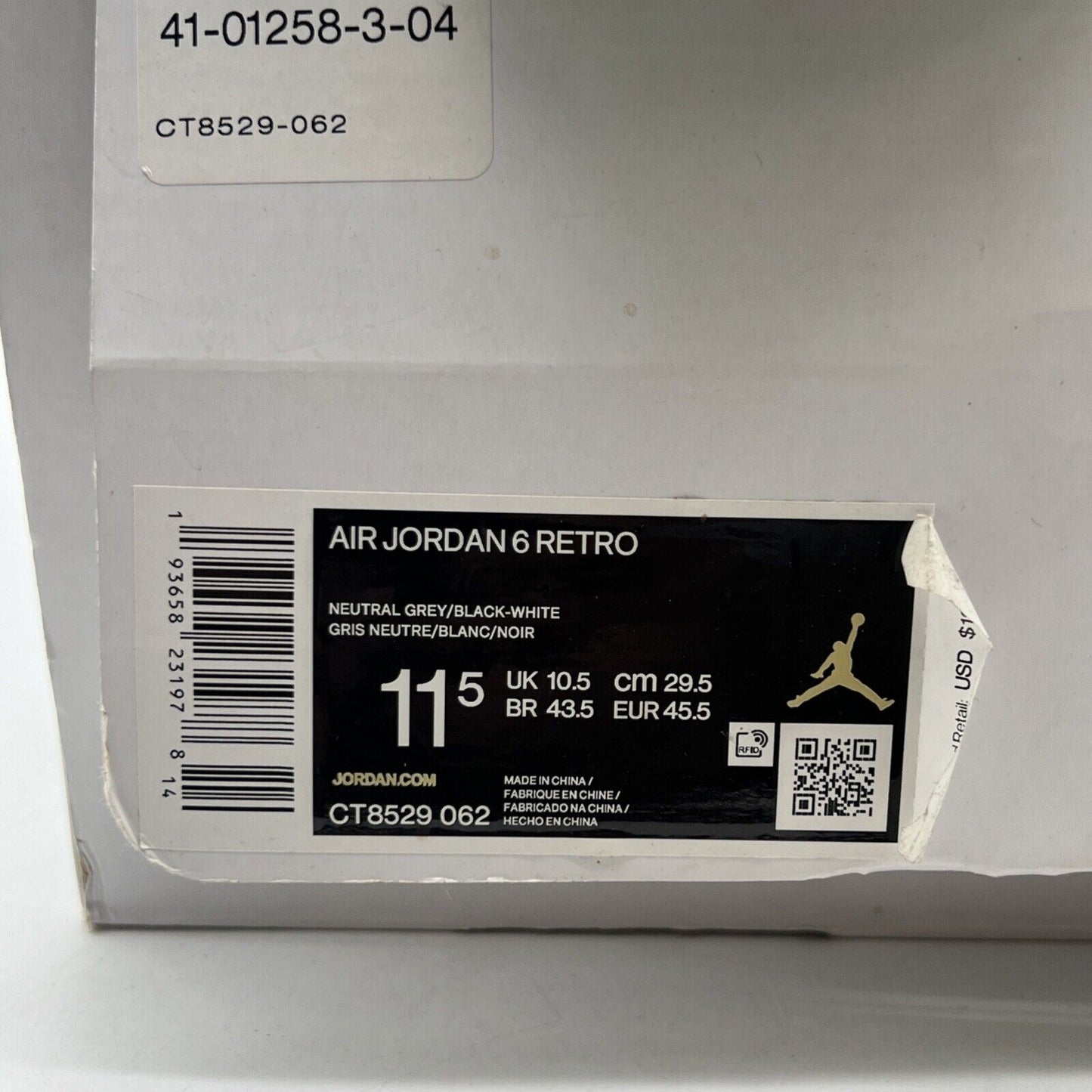 Size 11.5 - Air Jordan 6 Retro Hare (CT8529-062)