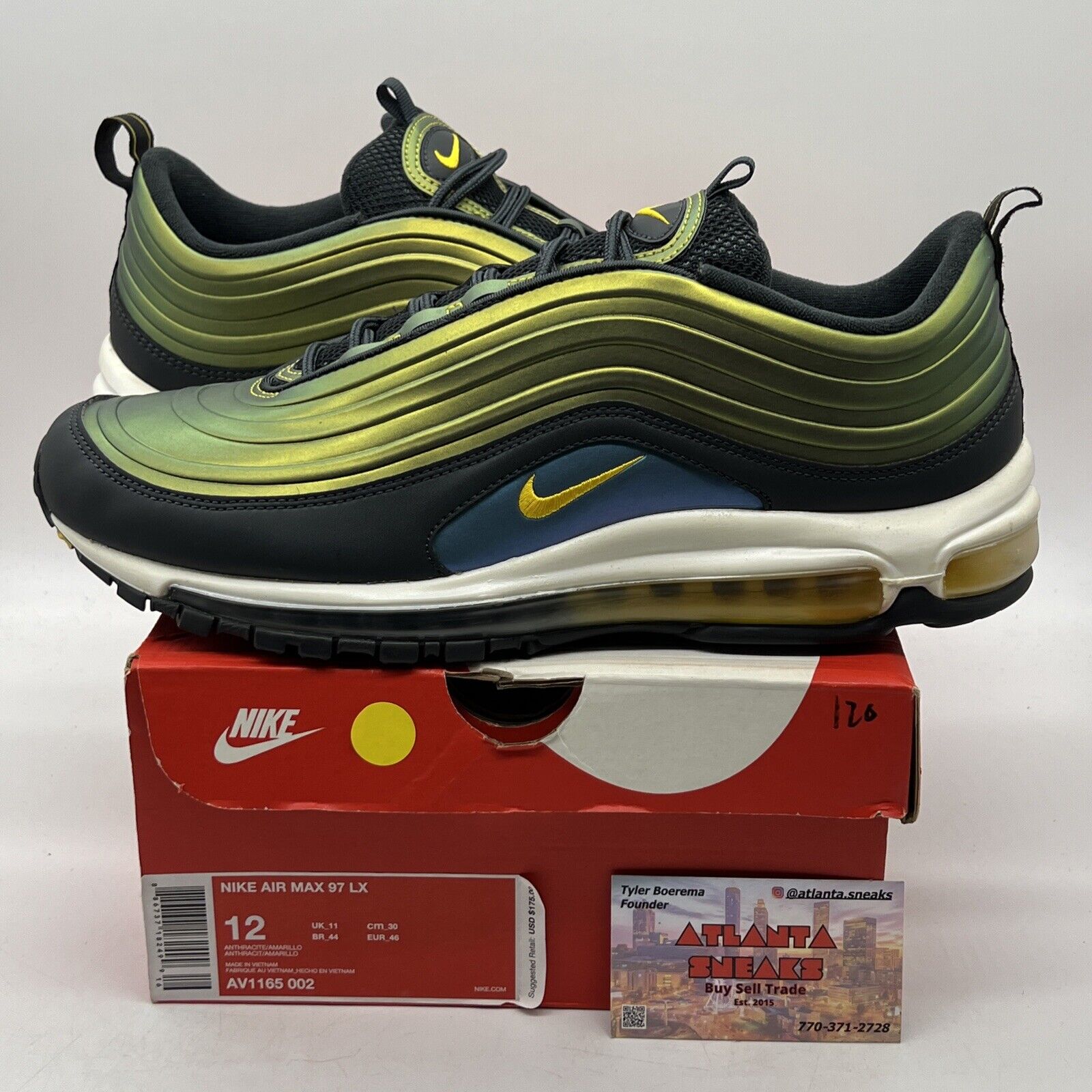 Size 12 - Nike Air Max 97 LX Anthracite Amarillo Blue Green White (AV1165-002)
