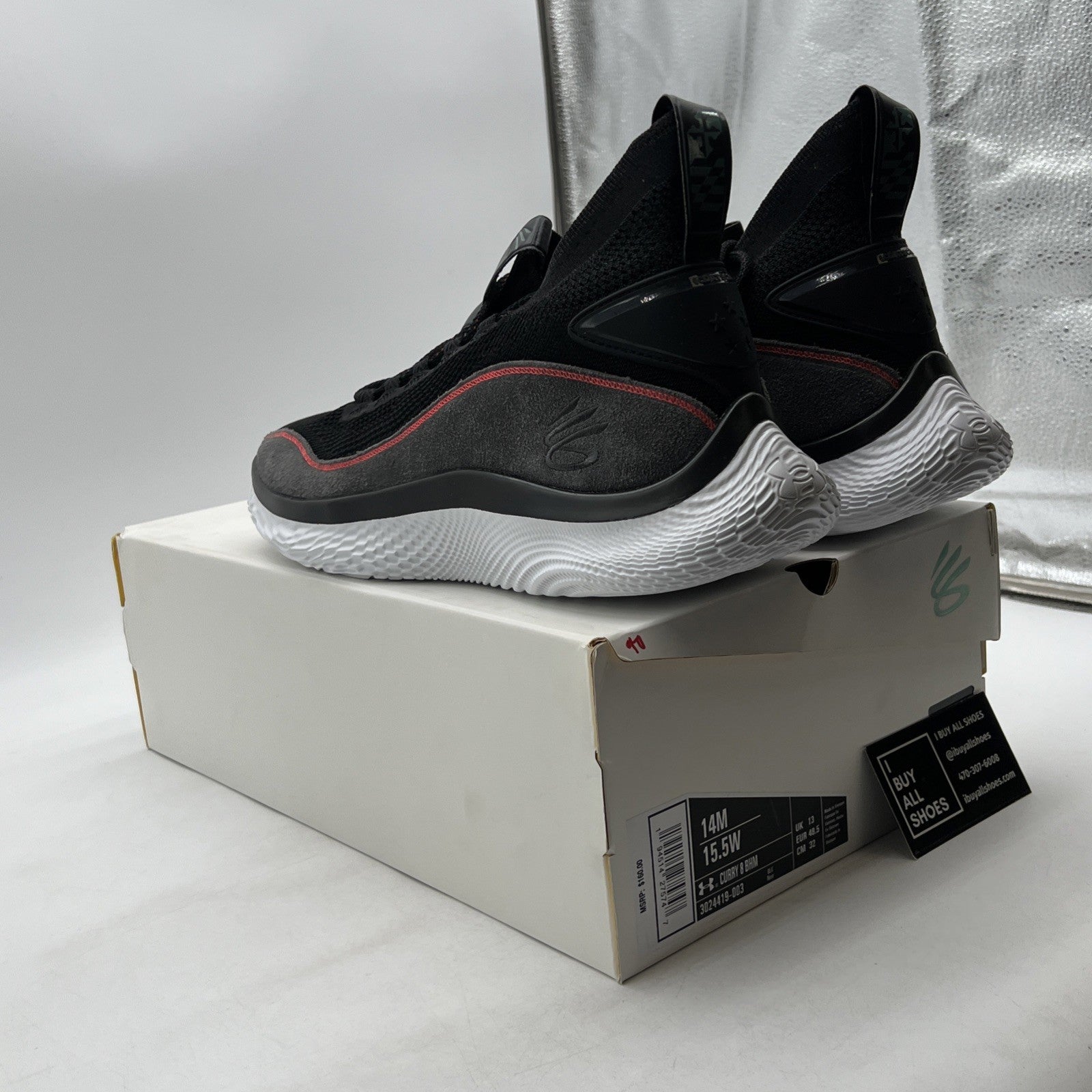 Size 14 -Under Armour Stephen Curry 8 Beautiful Flow BHM Black Red (3024419-003)