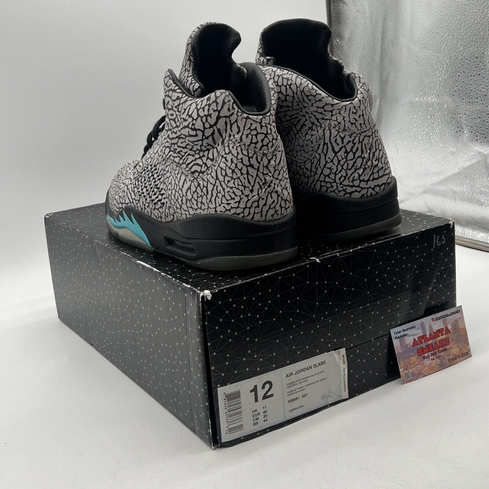 Size 12 - Air Jordan 5 Retro 3Lab5 Grey Aqua Black (599581-007)