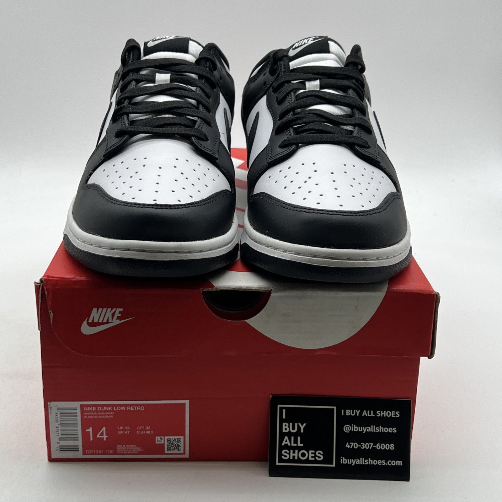 Size 14 - Nike Dunk Low Black White (DD1391-100)