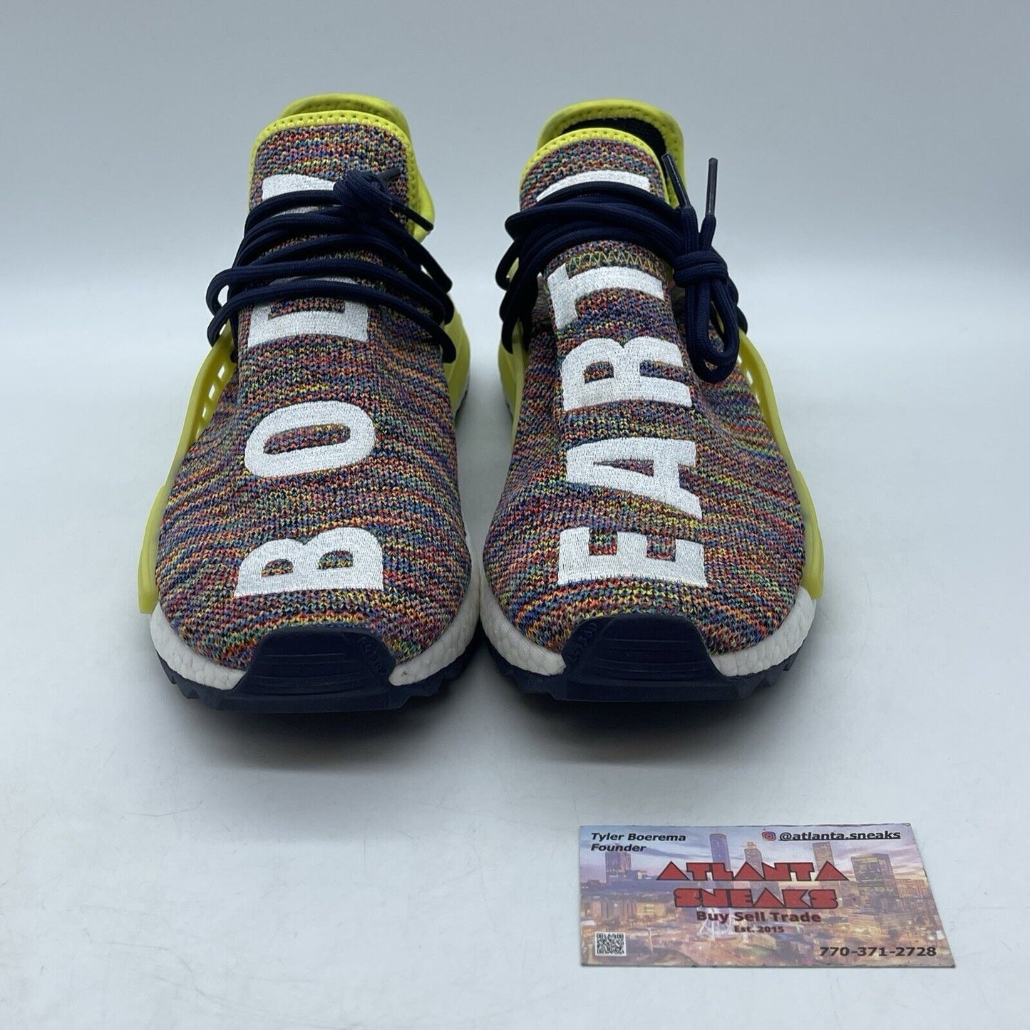 Size 9.5 - adidas Pharrell x NMD Trail Human Race Yellow White (AC7360)