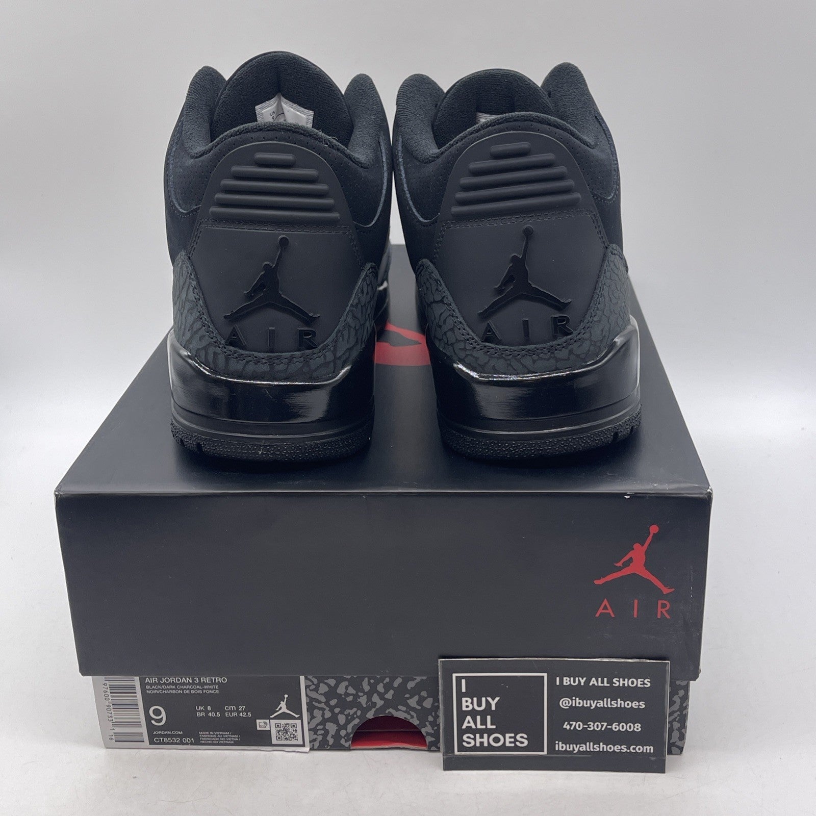 Size 9 - Air Jordan 3 Retro 2025 Black Cat (CT8532-001)