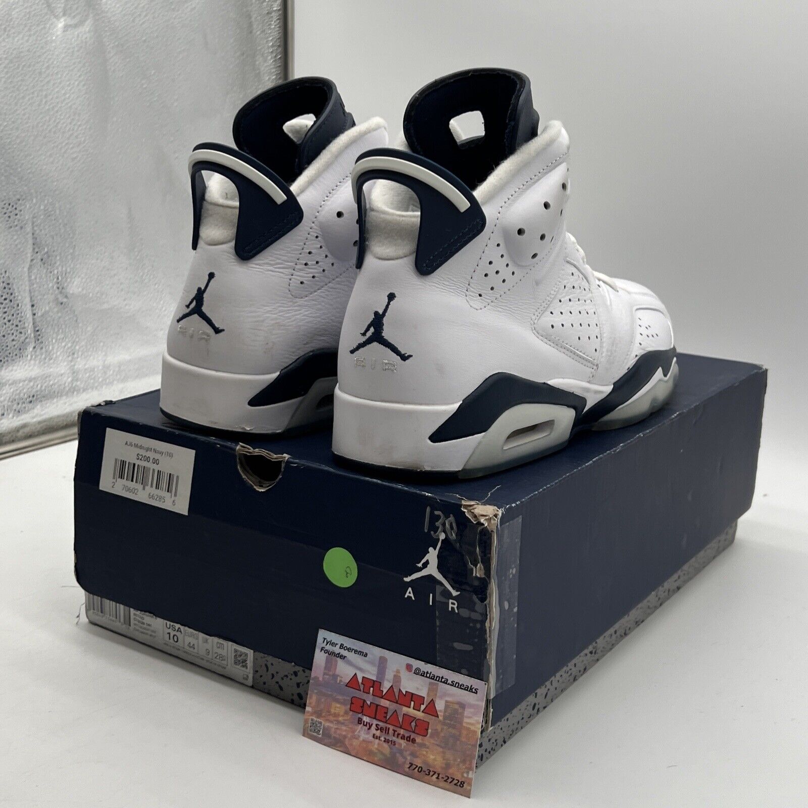 Size 10 - Jordan 6 Retro Midnight Navy White Leather (CT8529-141)