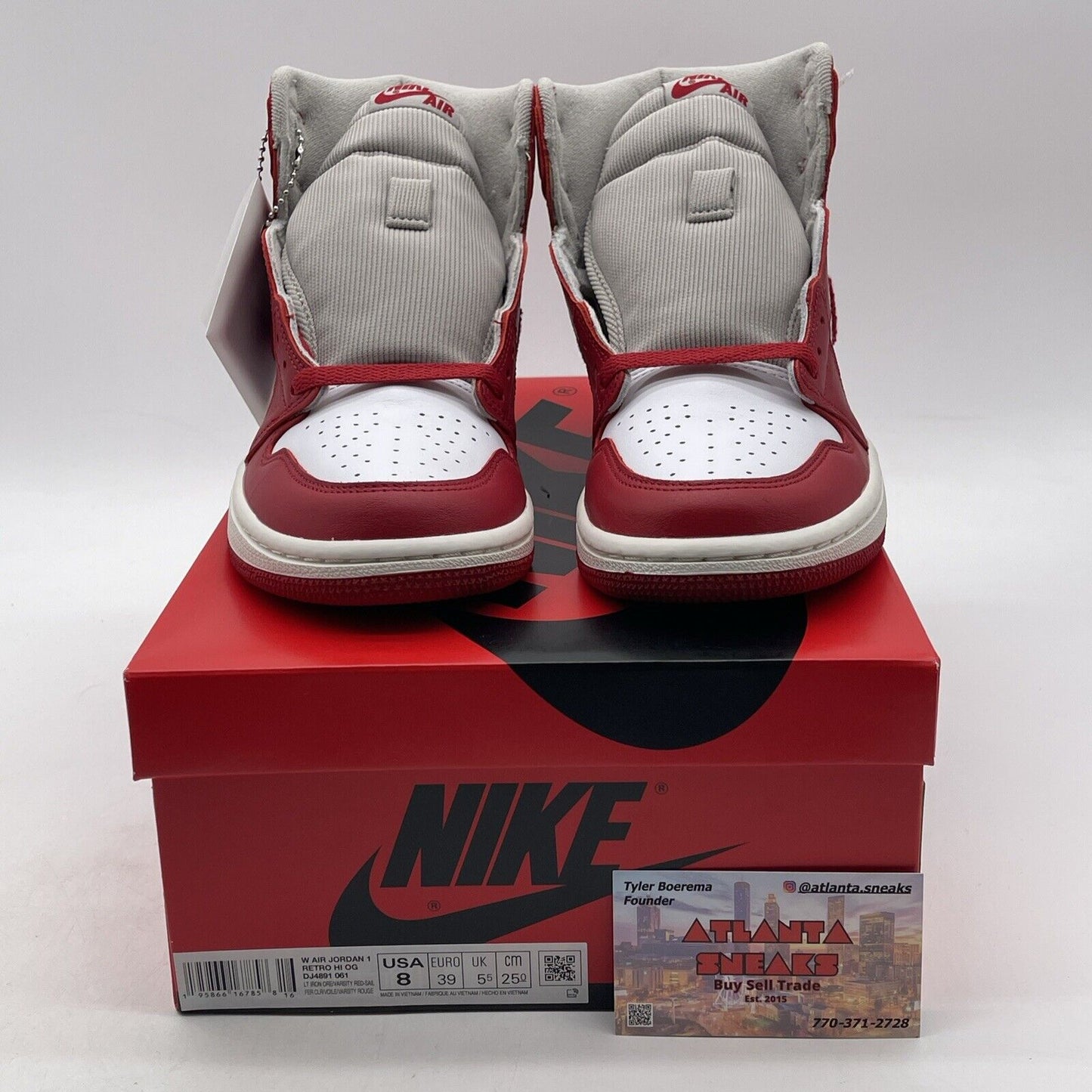 Size 8.5W - Air Jordan 1 OG High Newstalgia Chenille Red Leather (DJ4891-061)