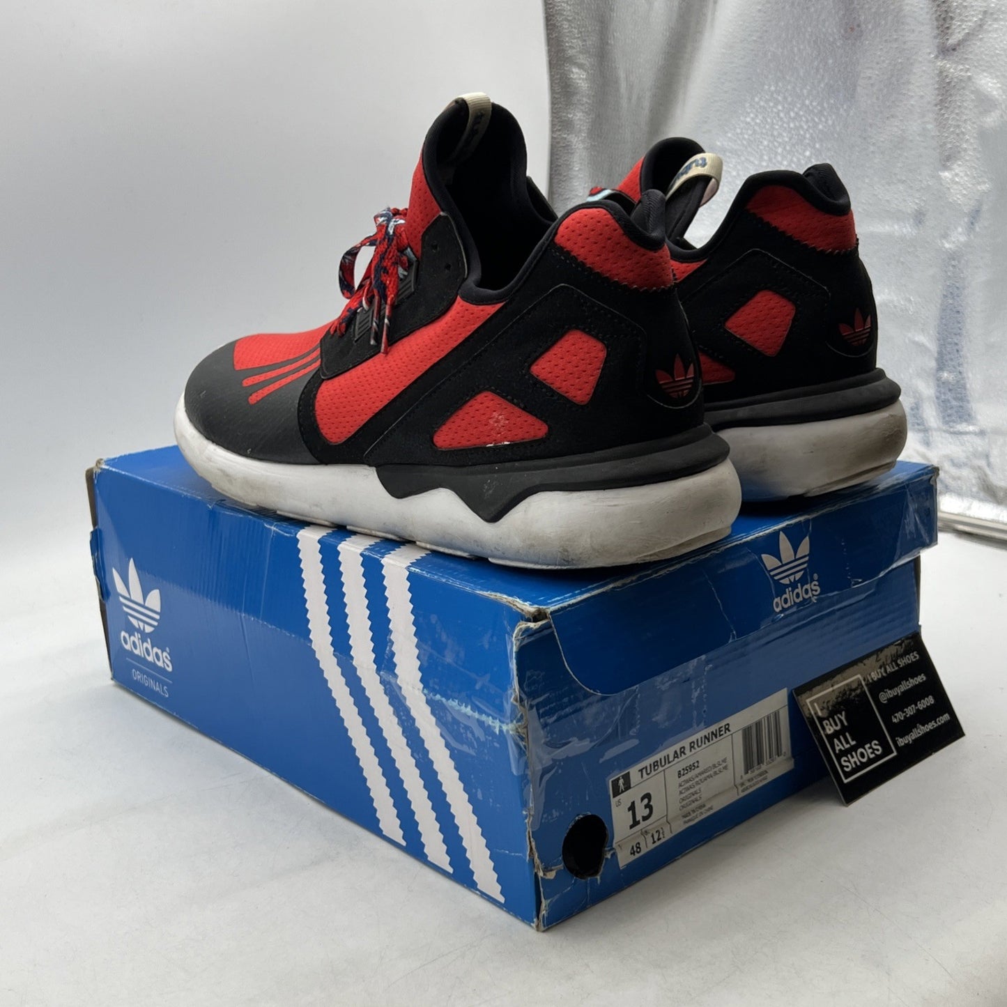 Size 13 - Adidas Tubular Runner Red Black (B25952)