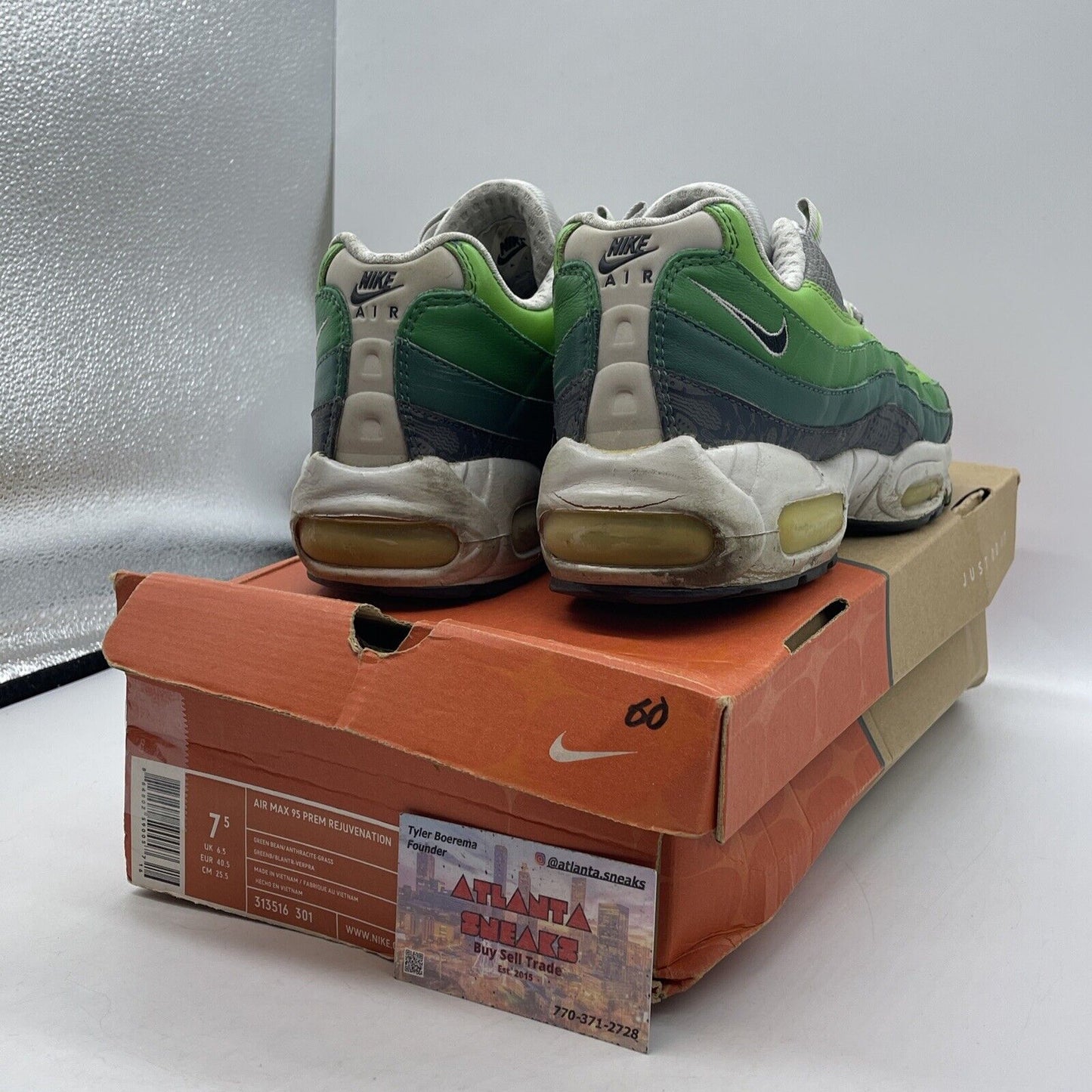 Size 7.5 - Nike Air Max 95 Premium Rejuvenation Green Leather (313516-301)