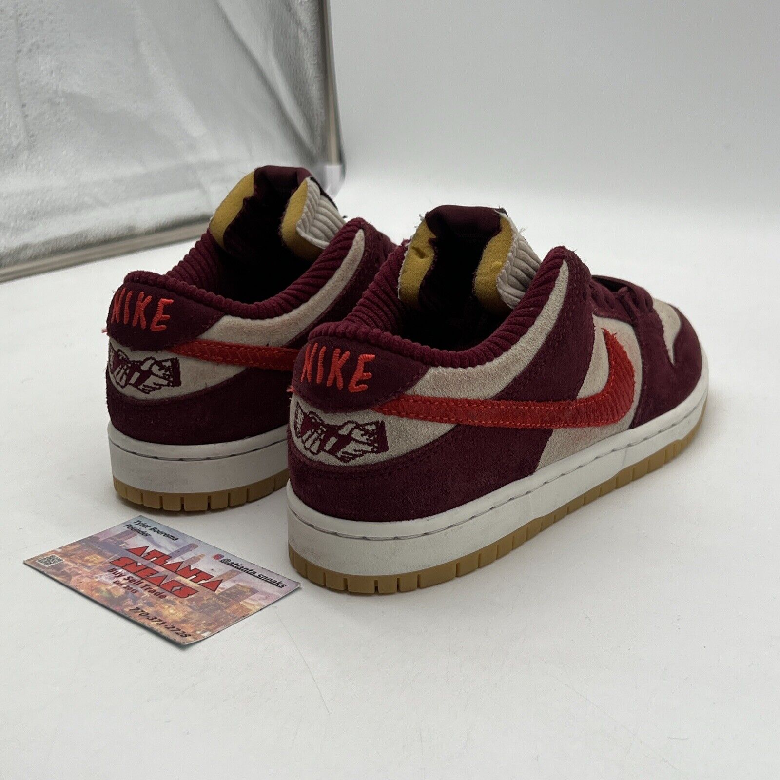 Size 4.5 - Nike Skate Like a Girl x Dunk SB Low White Maroon Suede (DX4589-600)