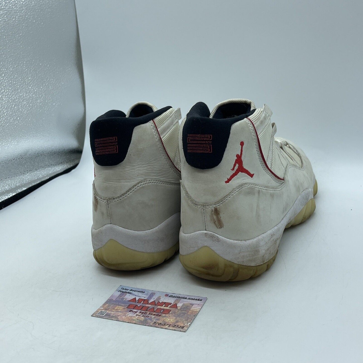 Size 11.5 - Air Jordan 11 Retro Platinum Tint Suede Red White (378037-016)