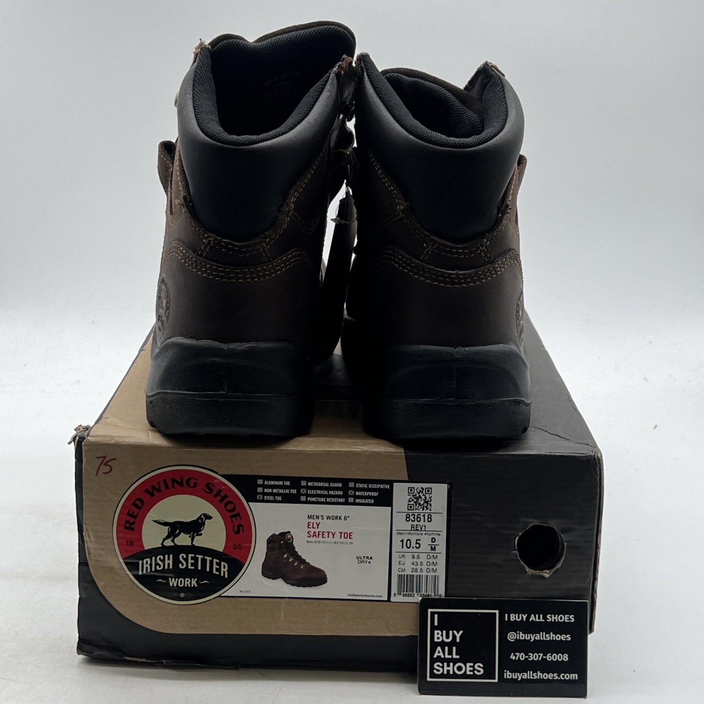 Size 10.5- Men's Red Wing Shoes Irish Setter Eli Hiker 6” Steel Toe Waterproof