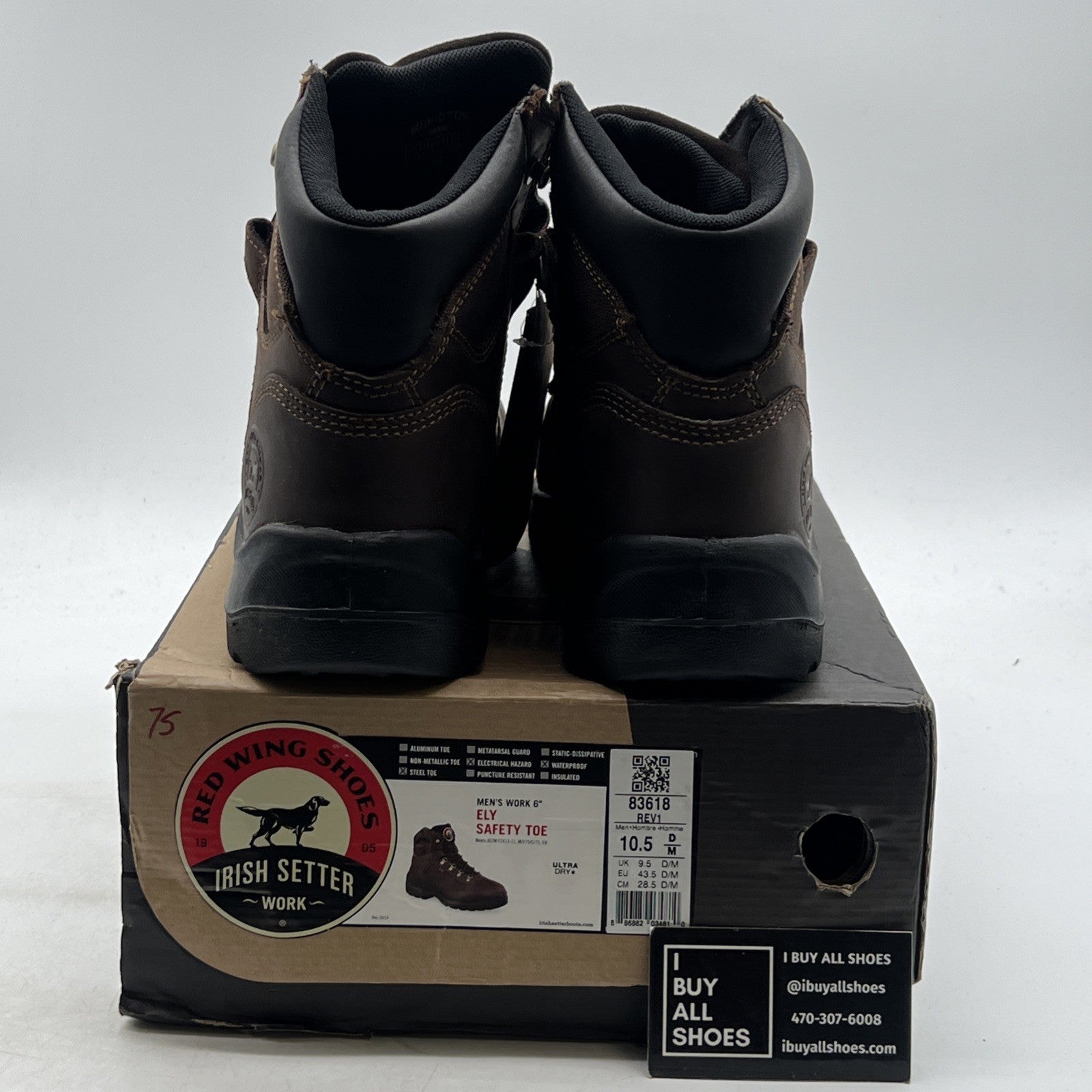 Size 10.5- Men's Red Wing Shoes Irish Setter Eli Hiker 6” Steel Toe Waterproof