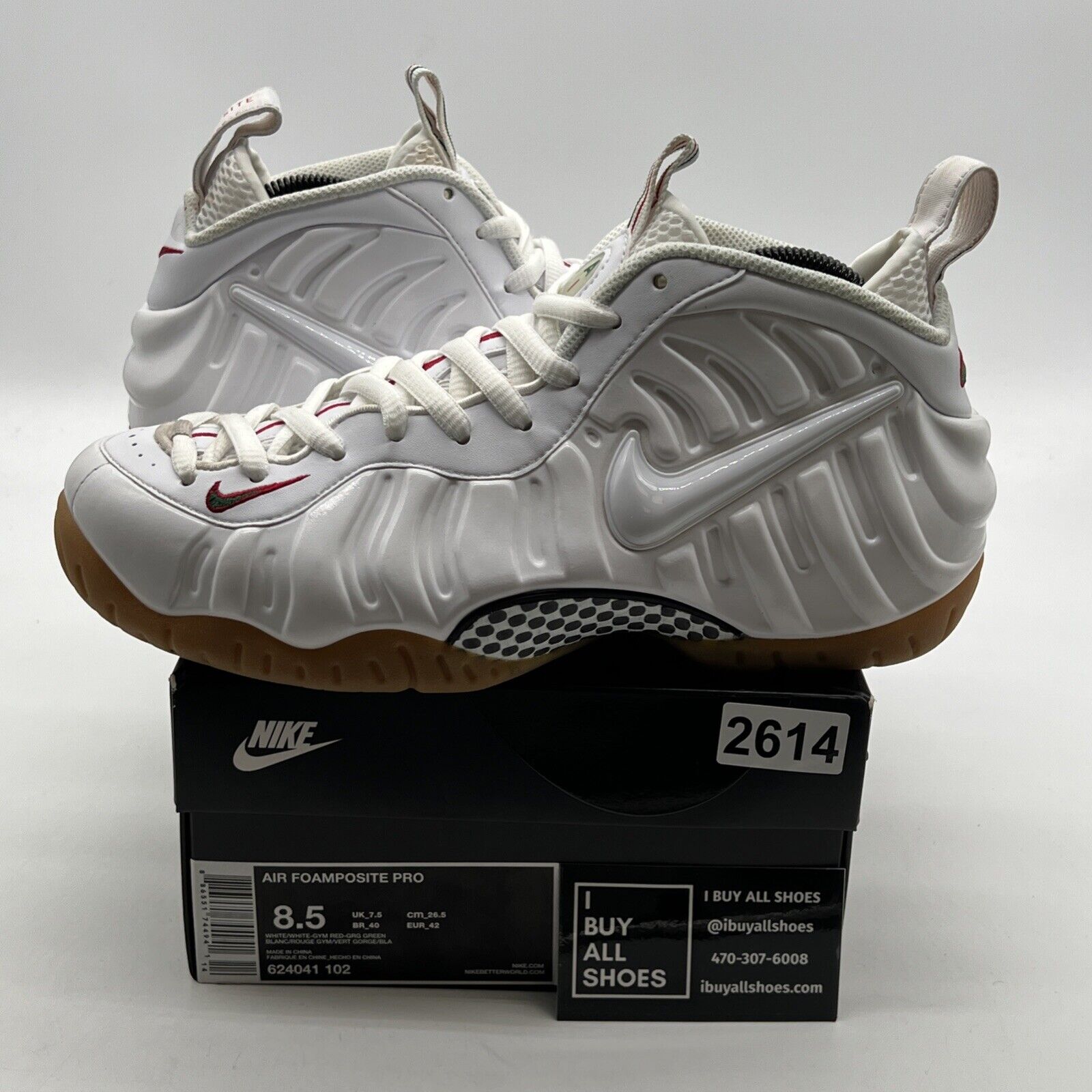 Size 8.5 - Nike Foamposite Pro Gucci - White (624041-102)