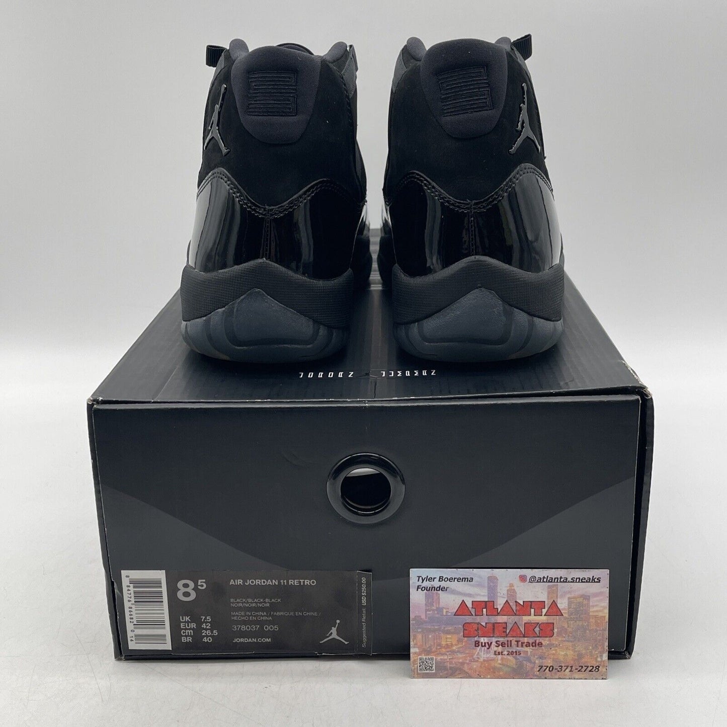 Size 8.5 - Jordan 11 Retro Cap and Gown 2018 Black Suede Leather (378037-005)