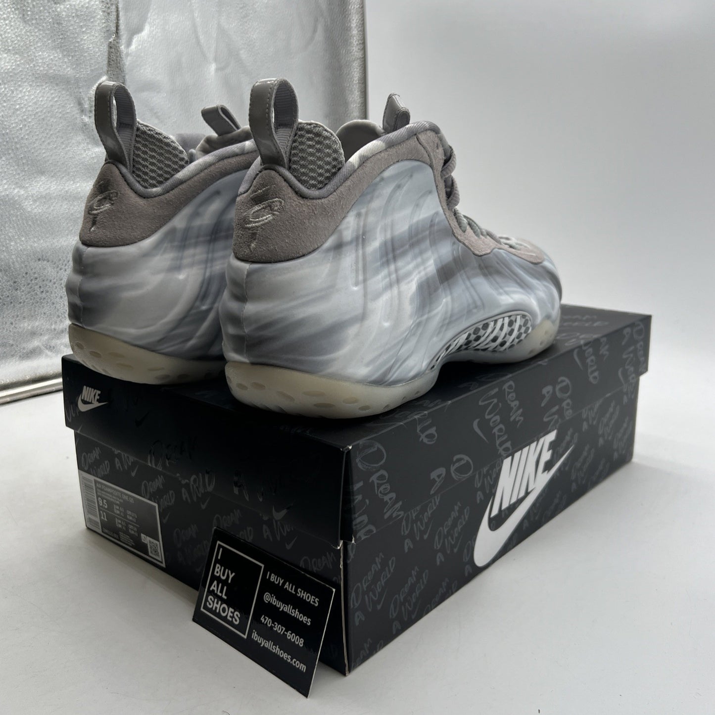 Size 9.5 - Nike Air Foamposite One QS Dream A World - Tech Grey (DM0115-001)