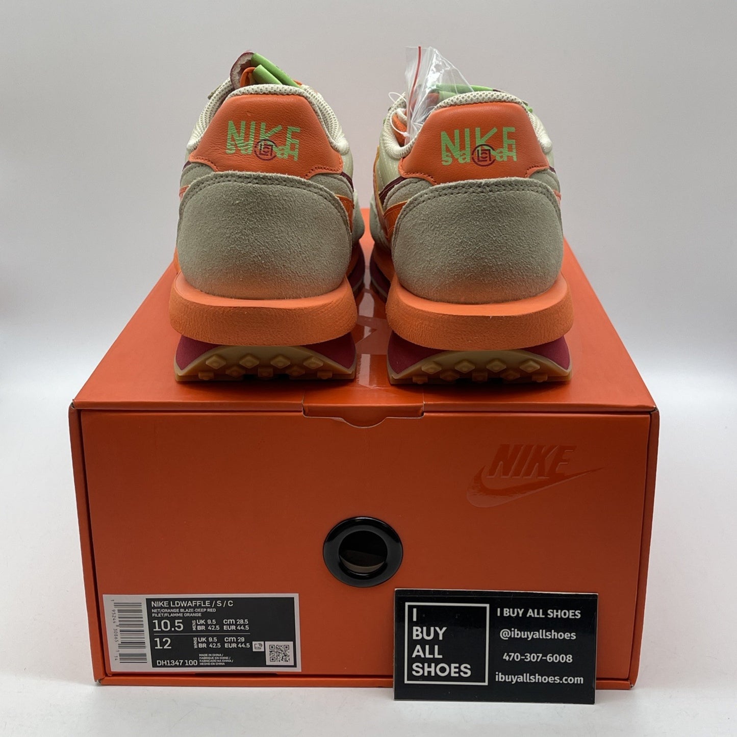 Size 10.5 - Nike sacai x Clot x LDWaffle Net Orange Blaze Suede (DH1347-100)