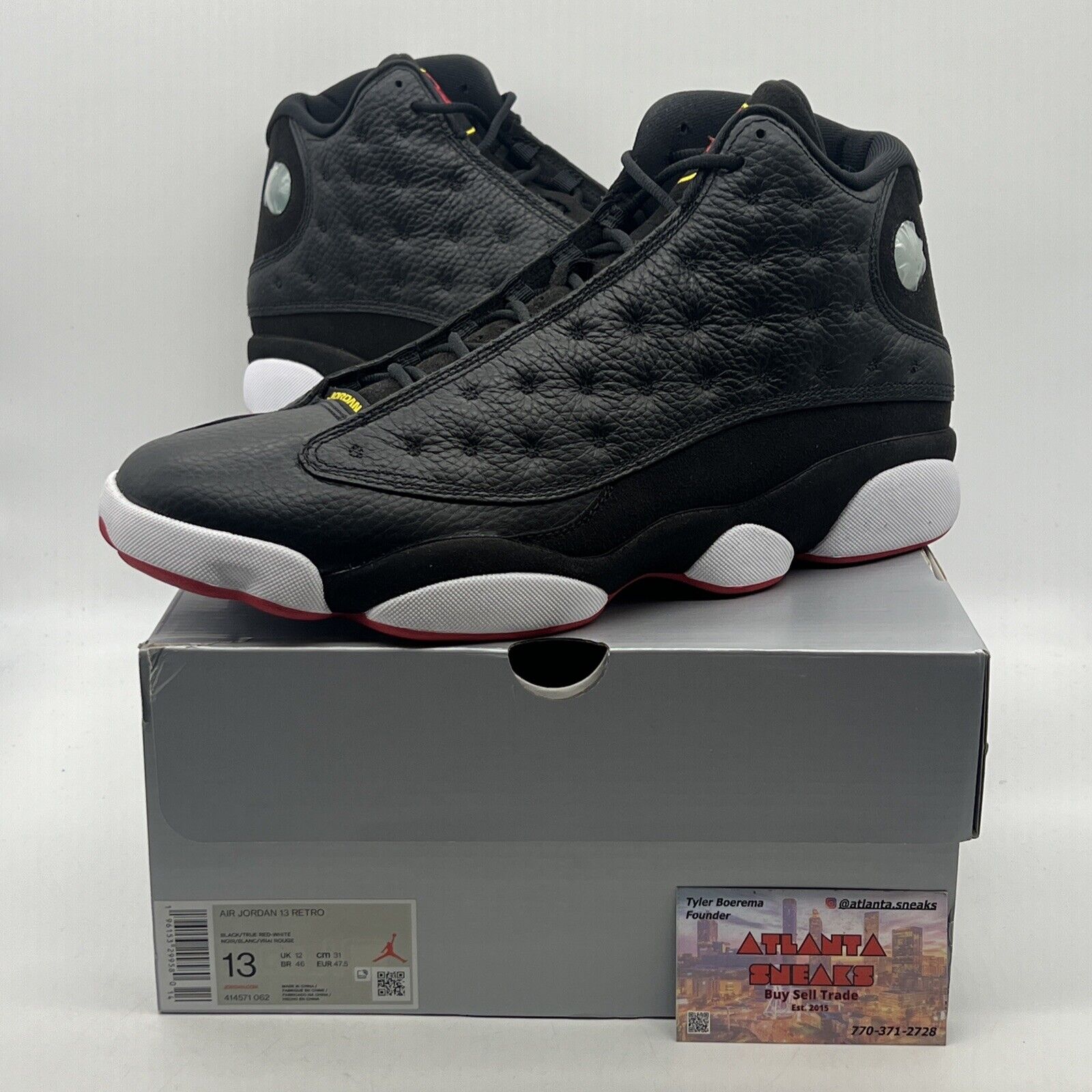 Size 13 - Jordan 13 Retro Mid Playoff Black White Red Leather (414571-062)