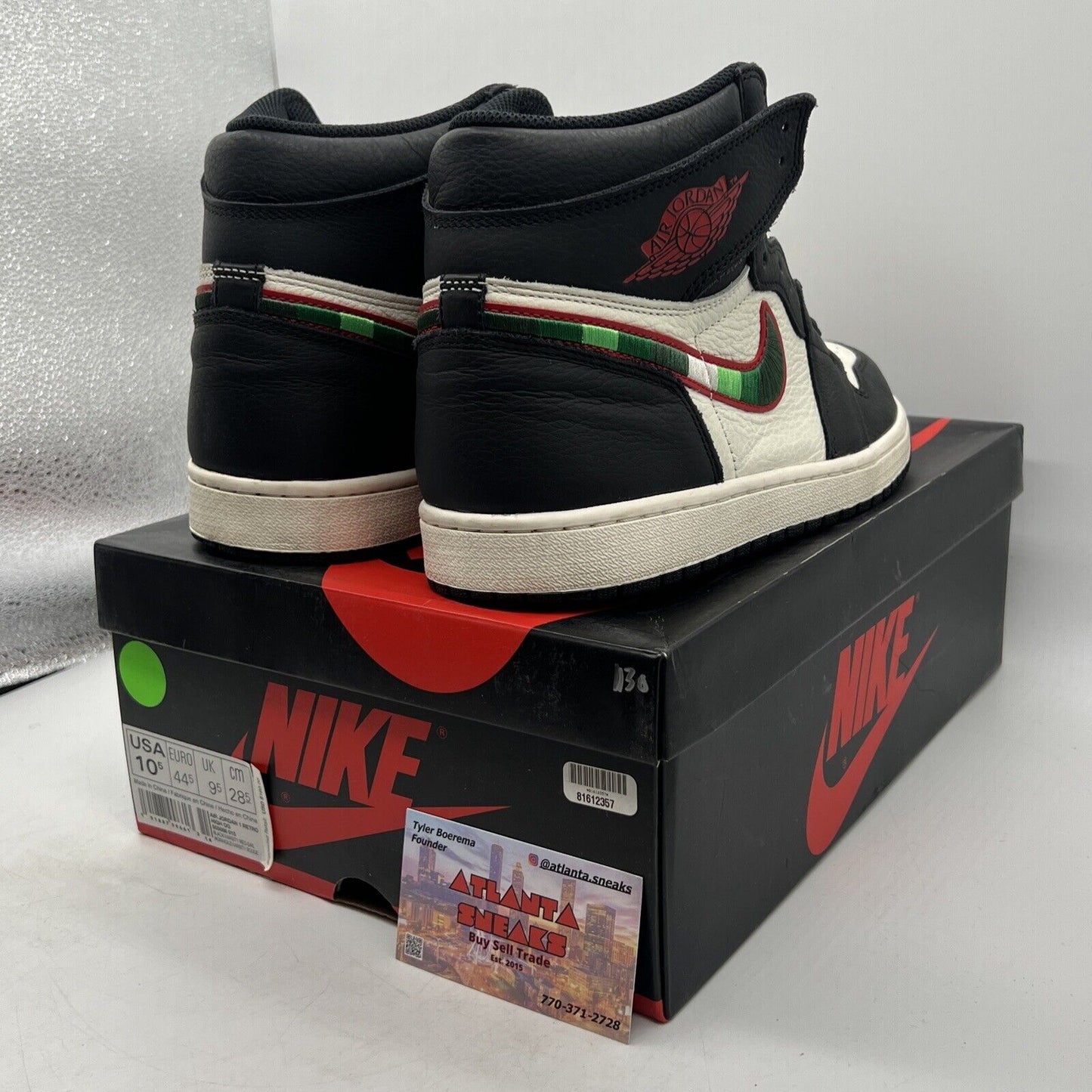 Size 10.5 - Air Jordan 1 Retro OG High A Star Is Born Black Red Green 555088-015