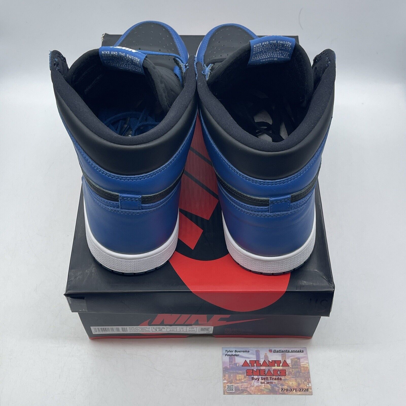 Size 12 - Jordan 1 Retro OG High Dark Marina Blue White Black (555088-404)