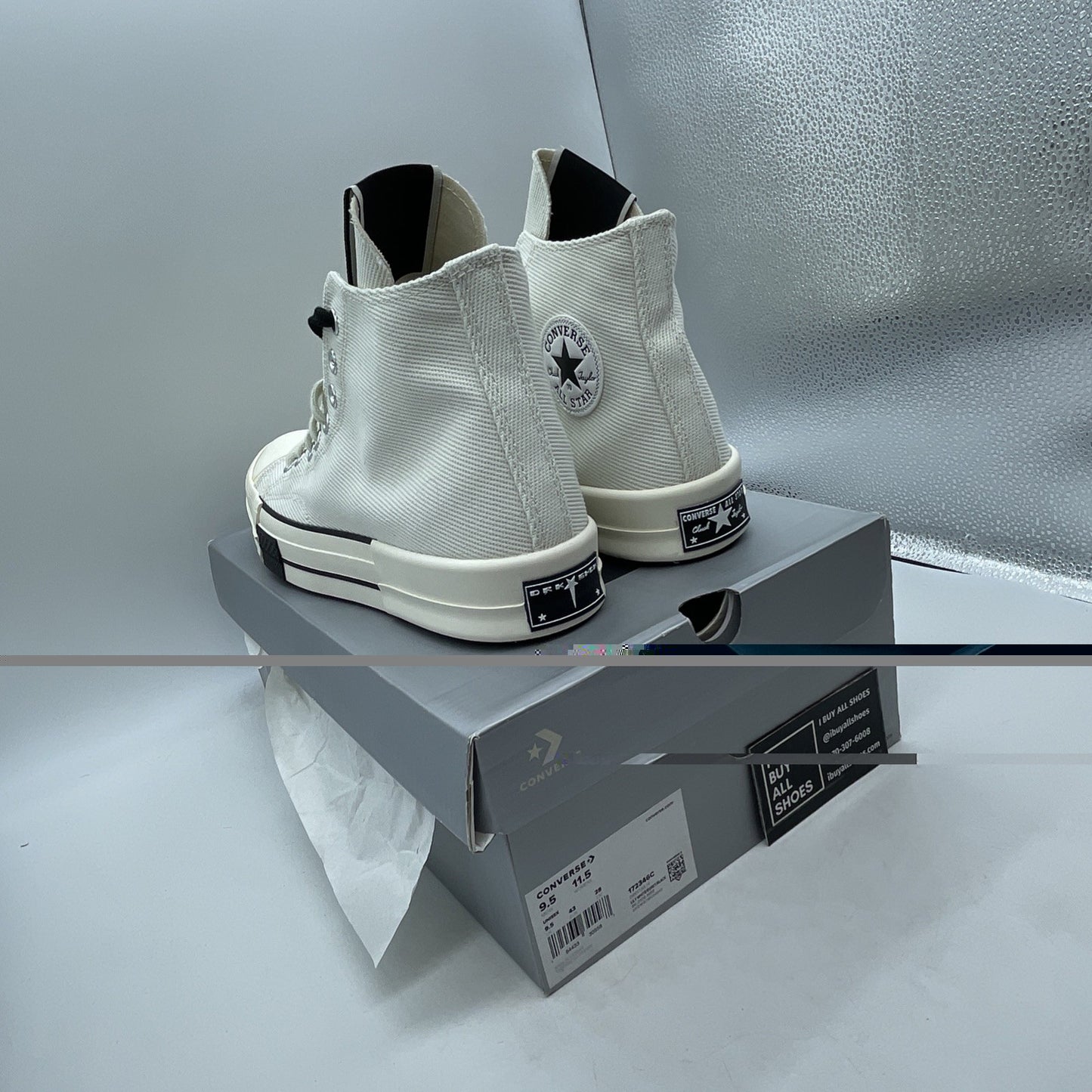 Size 9.5 - Rick Owens x Converse DRKSHDW DRKSTAR Chuck 70 High Egret (172346C)