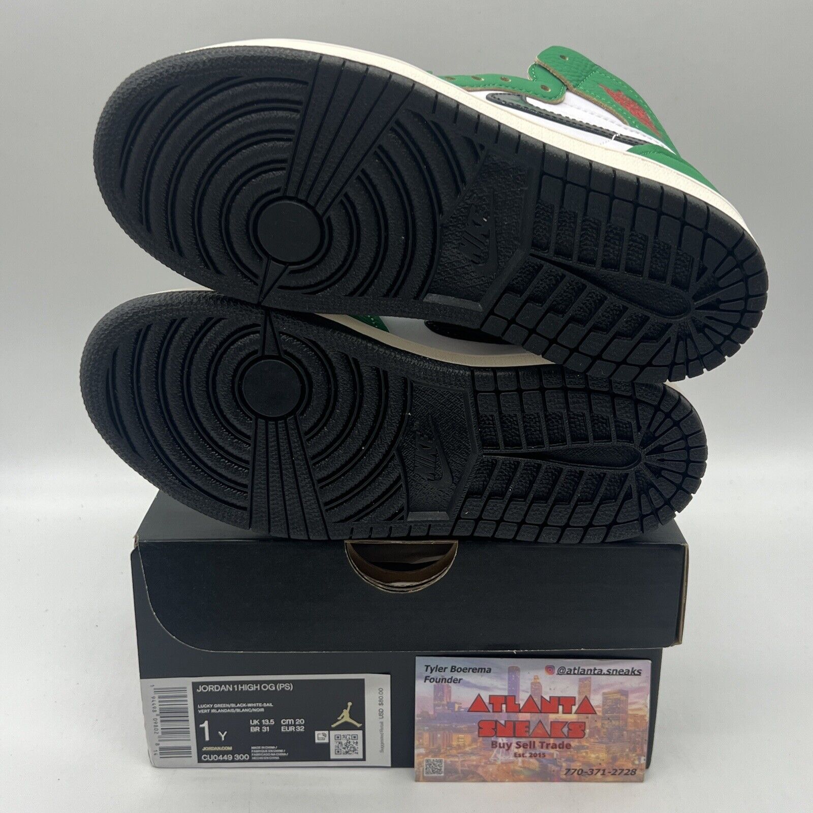 Size 1Y - Jordan 1 Retro OG High Lucky Green (CU0449-300) Brand New Og All DS