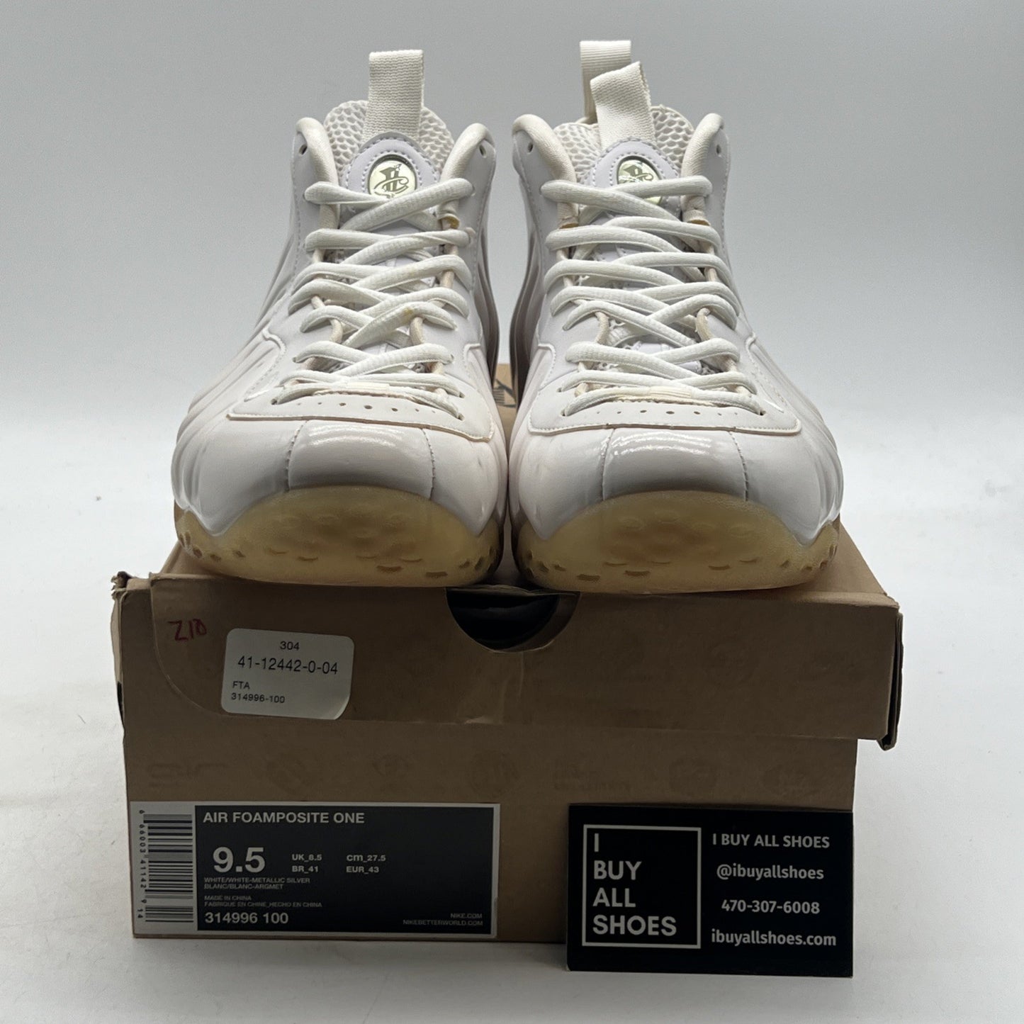 Size 9.5 - Nike Air Foamposite One White-Out (314996-100)