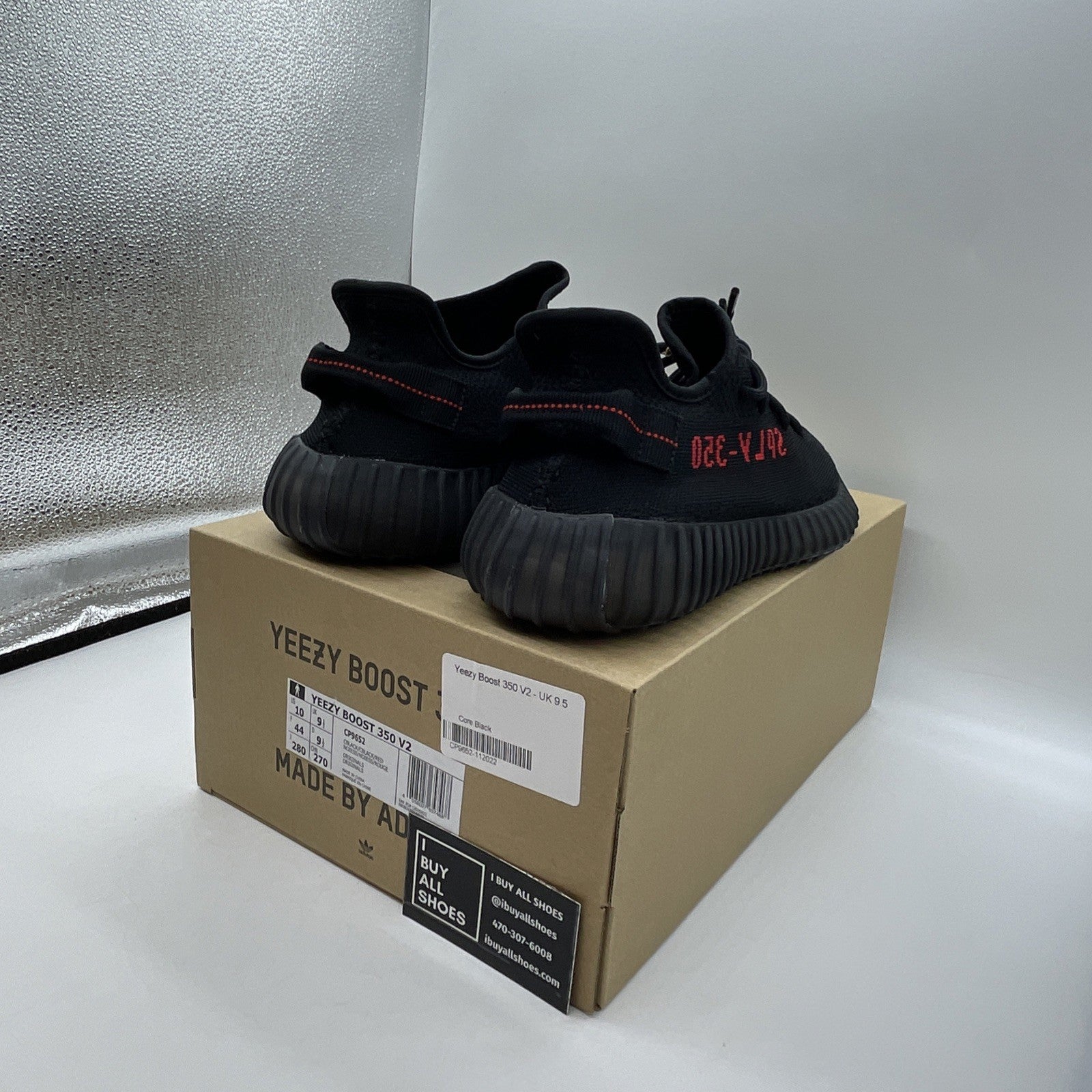 Size 10 - adidas Yeezy Boost 350 V2 Low Bred Black Red Suede (CP9652)