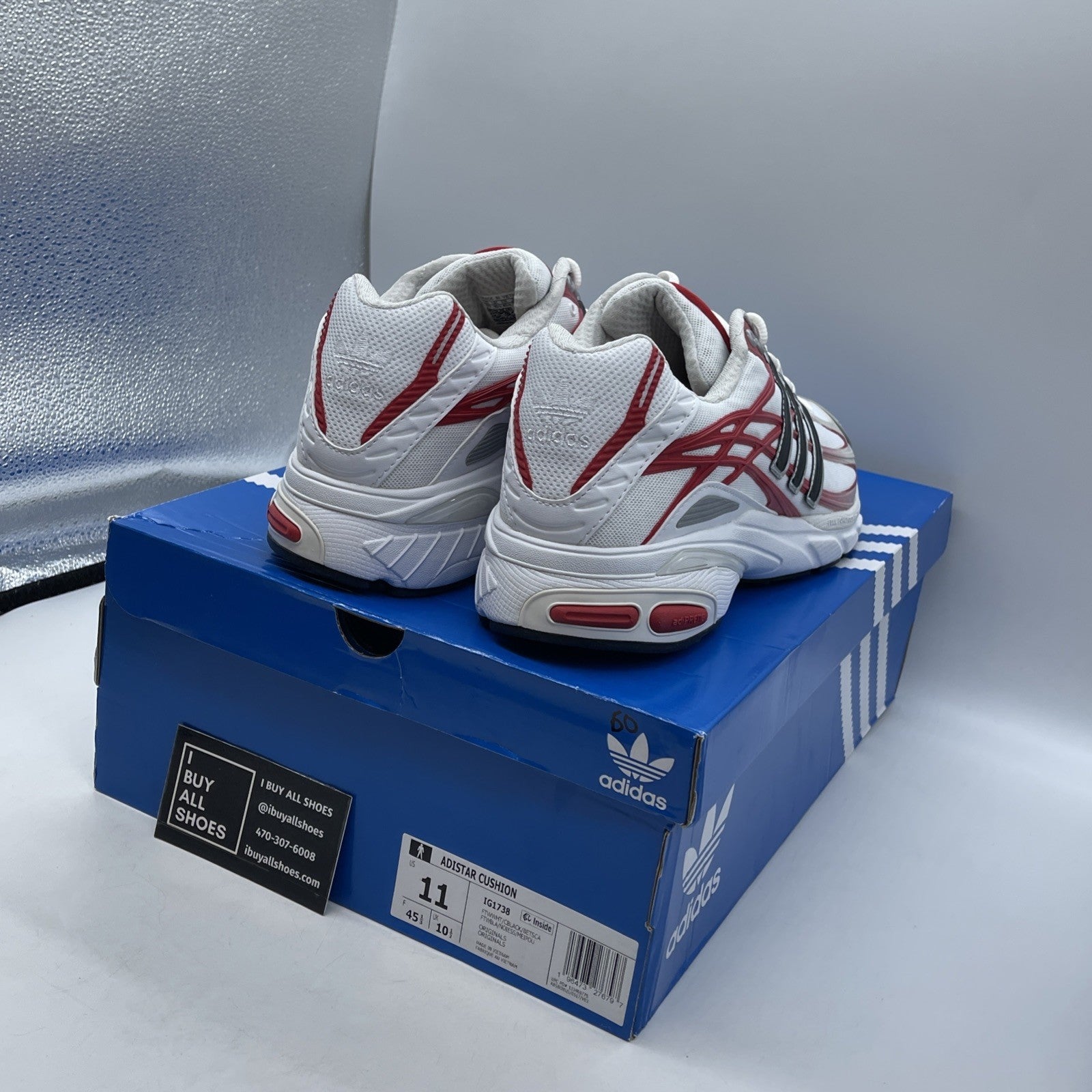 Size 11 - adidas Adistar Cushion 3 White Better Scarlet (IG1738)