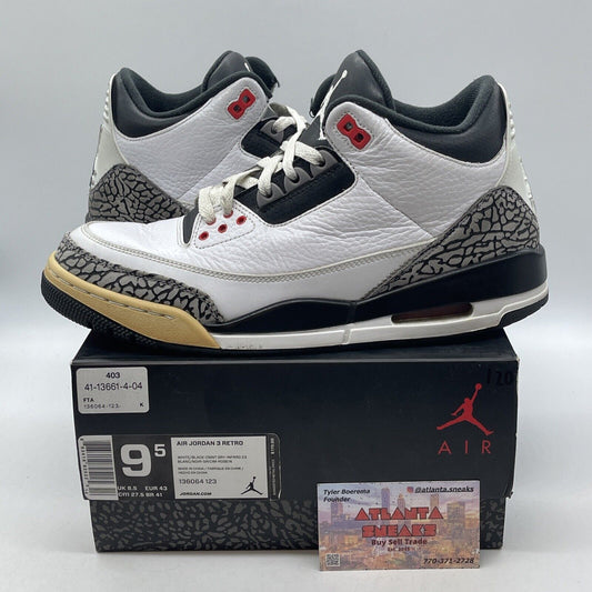 Size 9.5 - Air Jordan 3 Retro Infrared 23 White Leather Grey Suede (136064-123)
