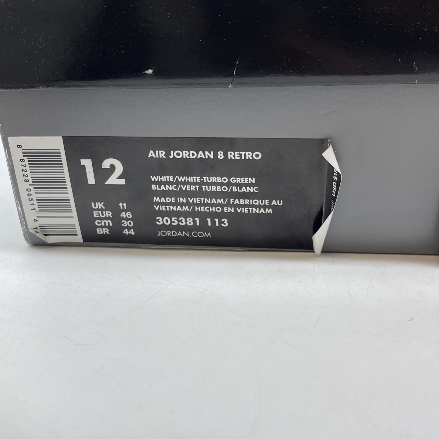 Size 12 - Air Jordan 8 Retro South Beach White Grey Leather (305381-113)