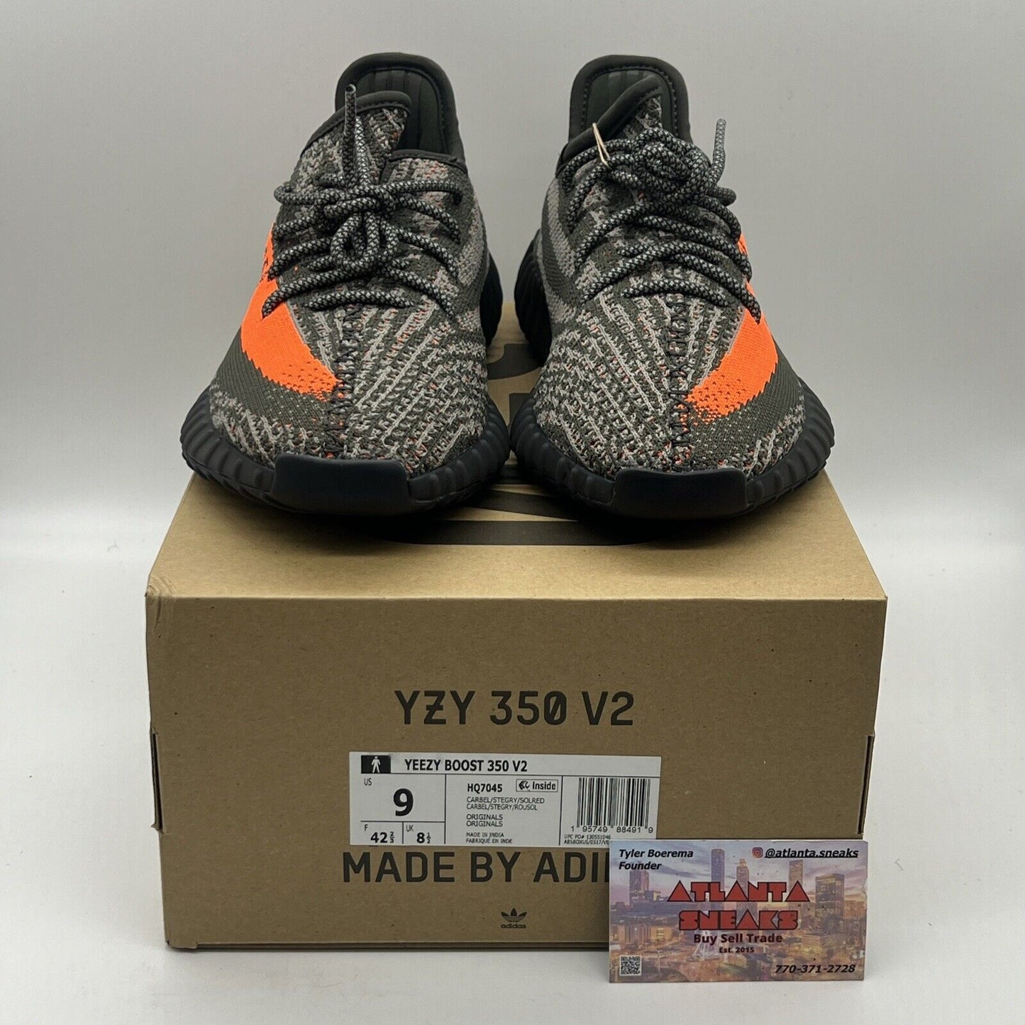 Size 9 - adidas Yeezy Boost 350 V2 Low Carbon Beluga Orange Brand New Og All DS