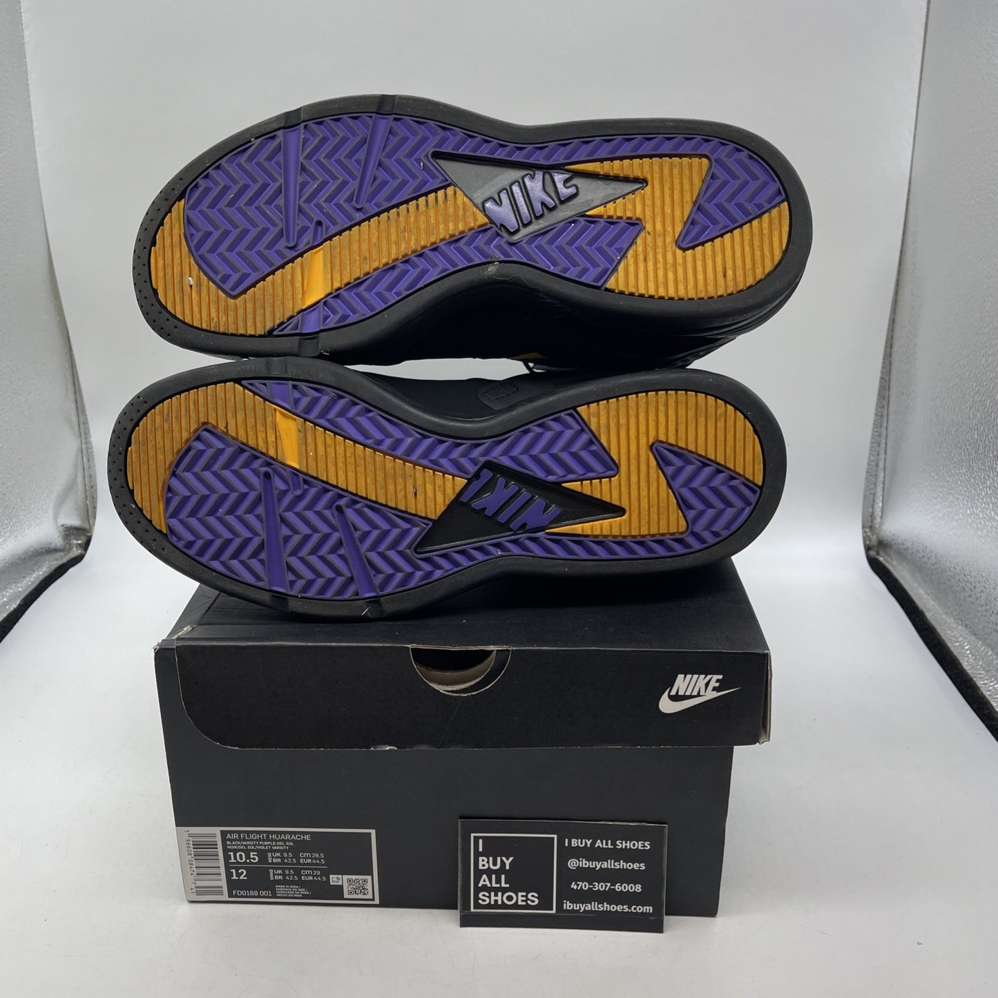 Size 10.5 - Nike Air Flight Huarache Lakers Away (FD0188-001)