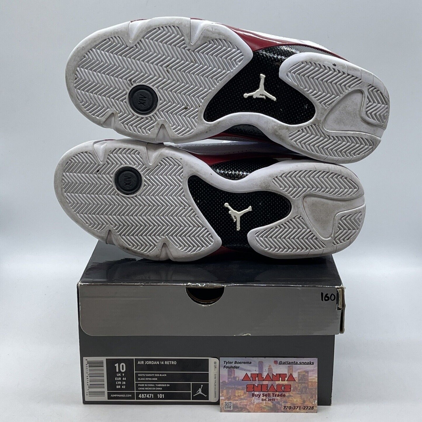 Size 10 - Air Jordan 14 Retro 2012 Candy Cane White Black Leather (487471-101)