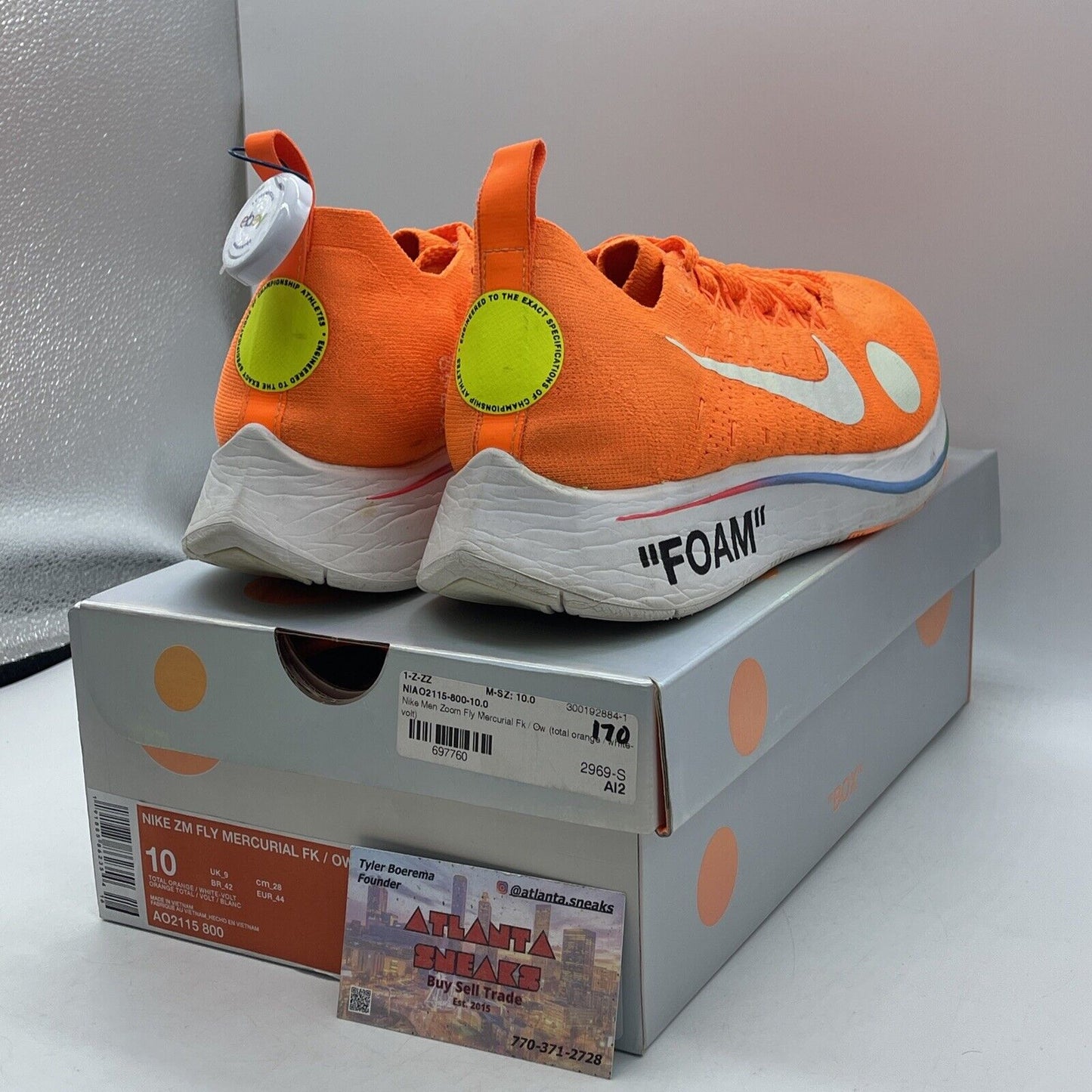 Size 10 - Nike Off-White x Zoom Fly Mercurial Flyknit Total Orange (AO2115-800)