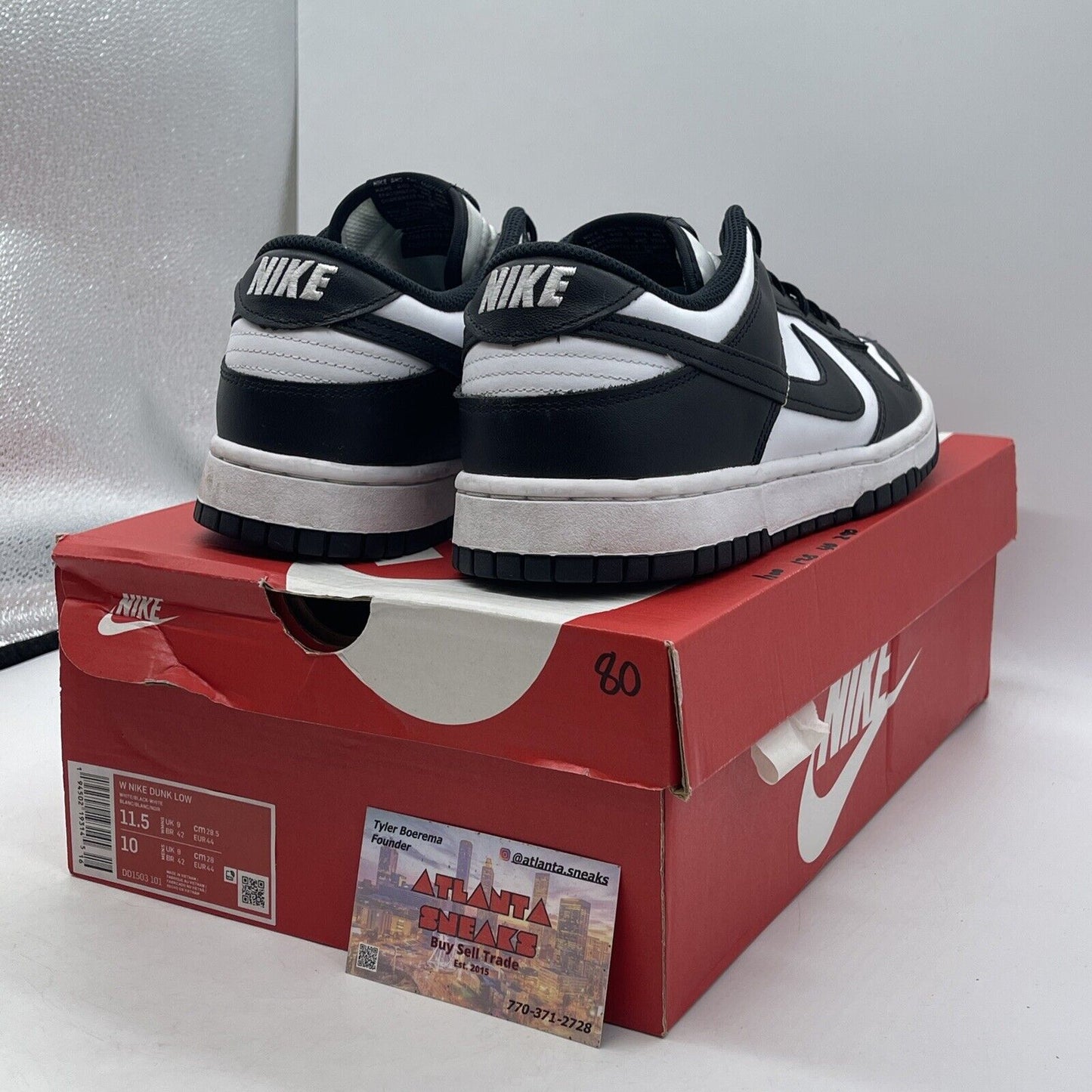 Size 11.5W - Nike Dunk Low Black White Leather (DD1503-101)