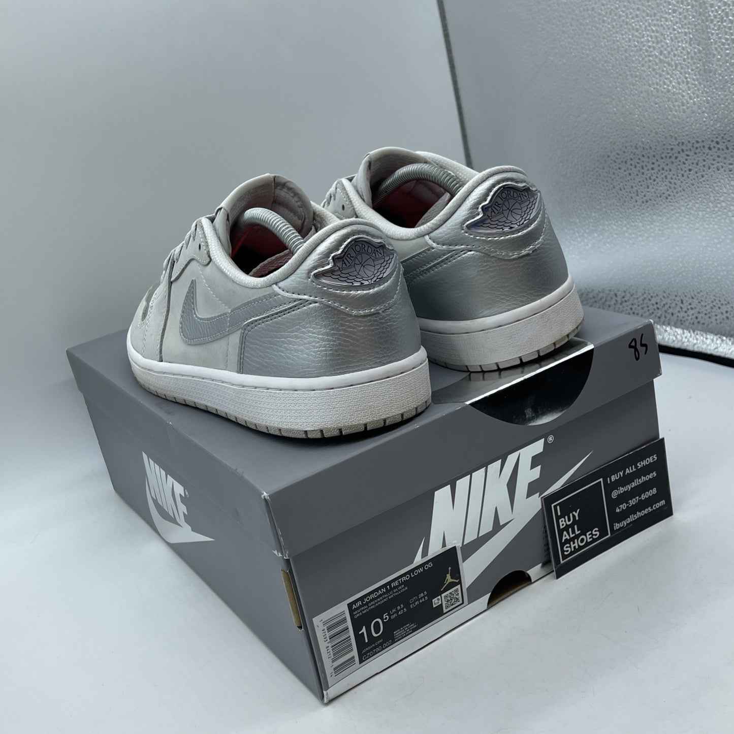 Size 10.5 - Air Jordan 1 Retro OG Low Metallic Silver Grey Suede (CZ0790-002)