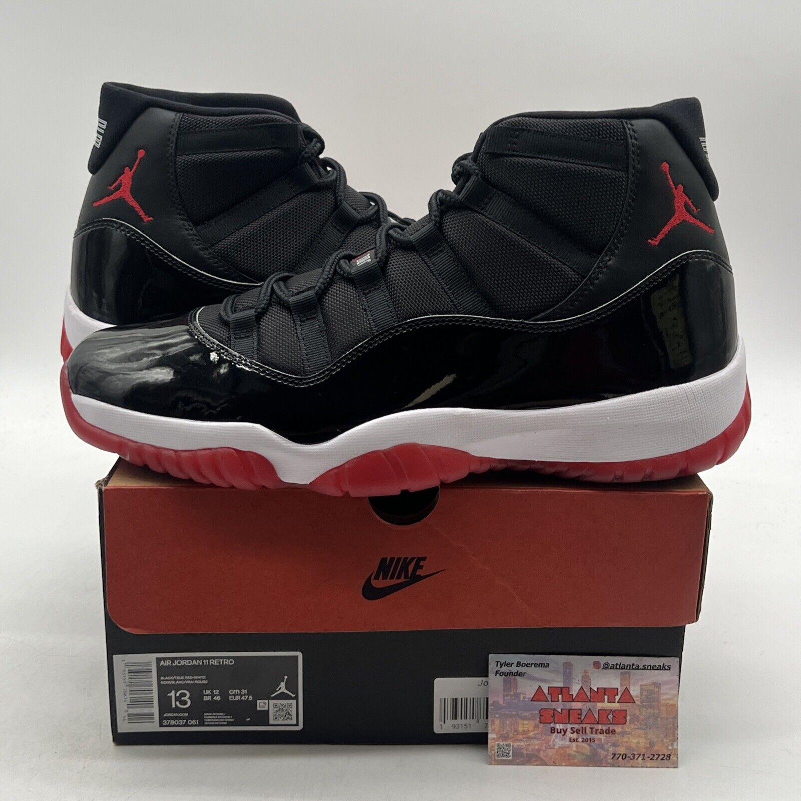 Size 13 - Jordan 11 Retro High Bred Black White Red Leather (378037-061)